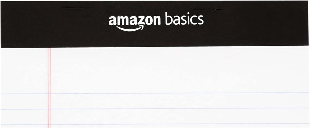 Basics Narrow Ruled Lined Writing Note Pad, 5 inch x 8 inch, White, 12 Count (12 Pack of 50 pages)