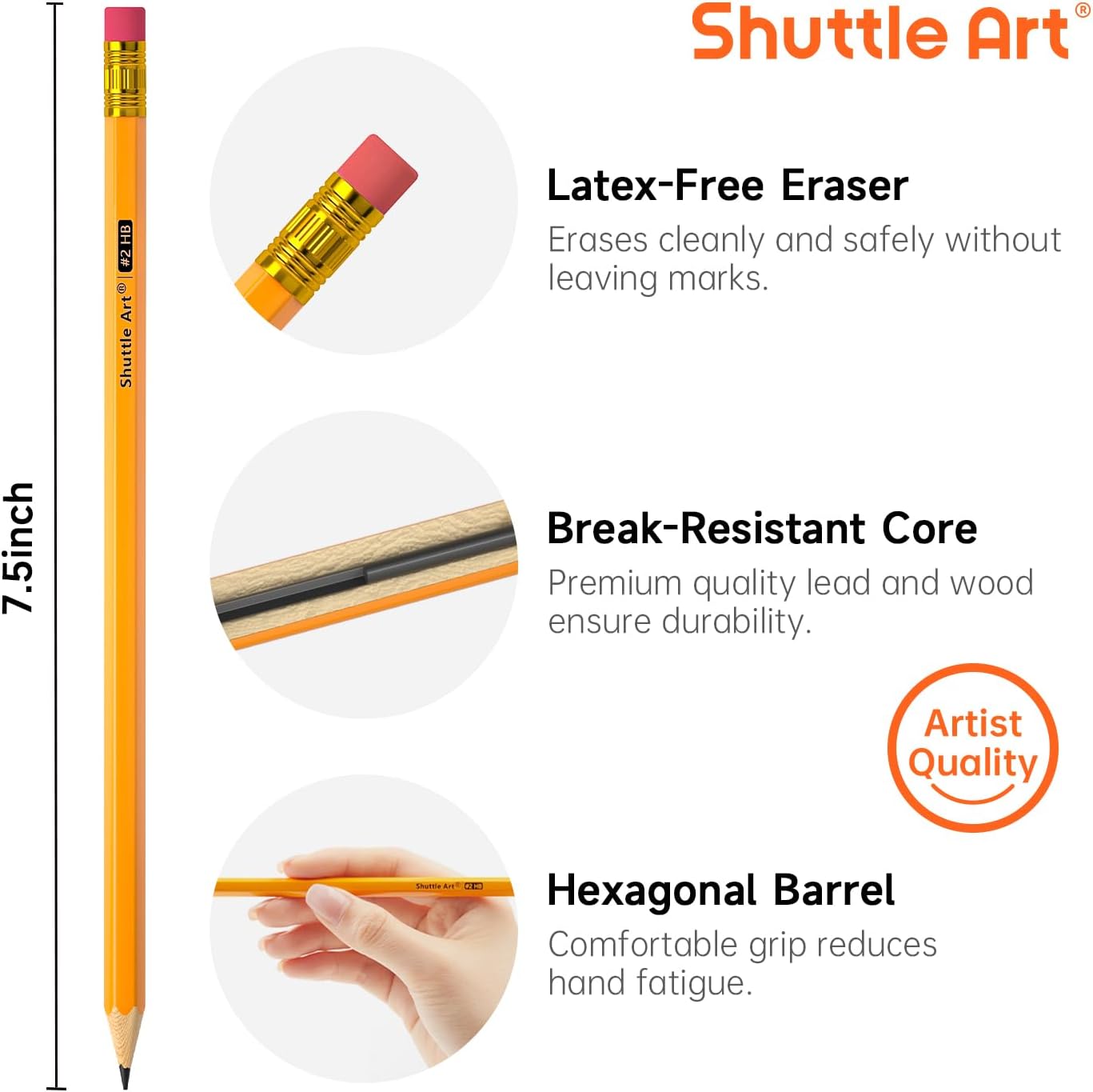 Wood-Cased #2 HB Pencils, 1000 Pack Sharpened Yellow Pencils with Erasers, Bulk Pack Graphite Pencils for School and Teacher Supplies, Writing, Drawing and Sketching