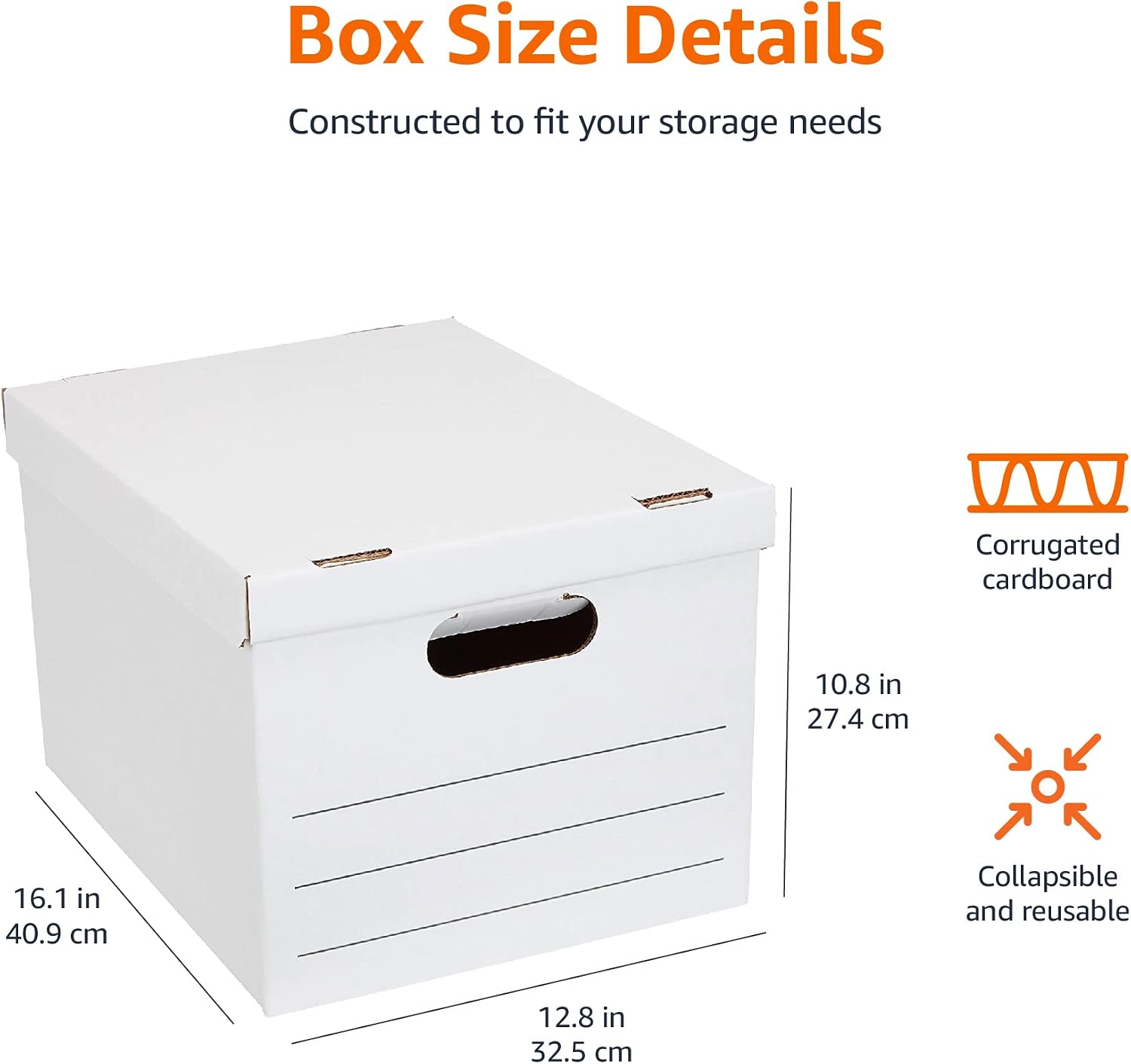 Basics Medium Duty Storage Filing Box with Lift-Off Lid - Pack of 12, Letter / Legal Size