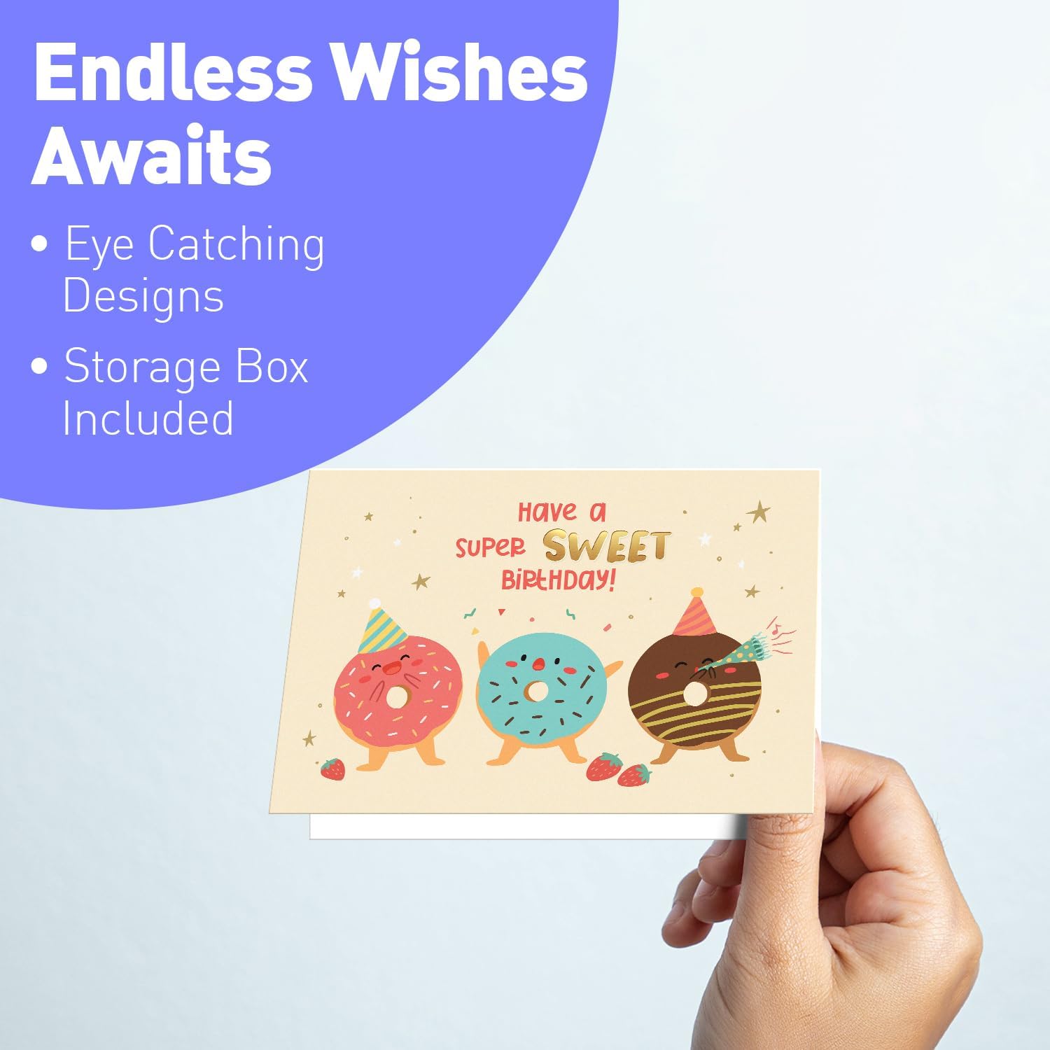 S&O Box of Birthday Cards with Envelopes - Bulk 24 Unique Happy Day Notes - Colorful Birthday Decor Bulk for Office & Home - Assorted Party Cards with Envelopes - 4x5.5”