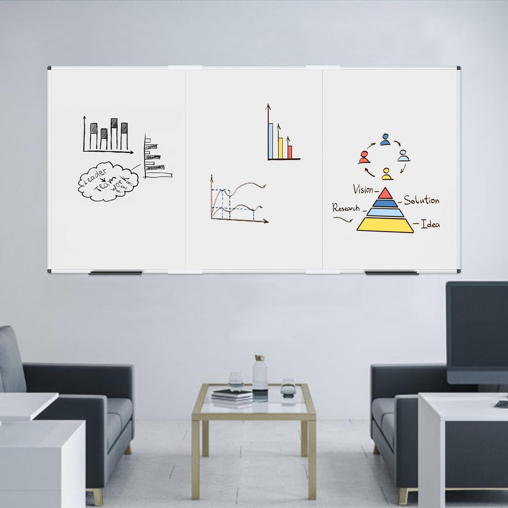 Large Magnetic Whiteboard, 96 X 48 Inches,Foldable Dry Erase Board | Wall Mounted White Board for School Office and Home 8' X 4'