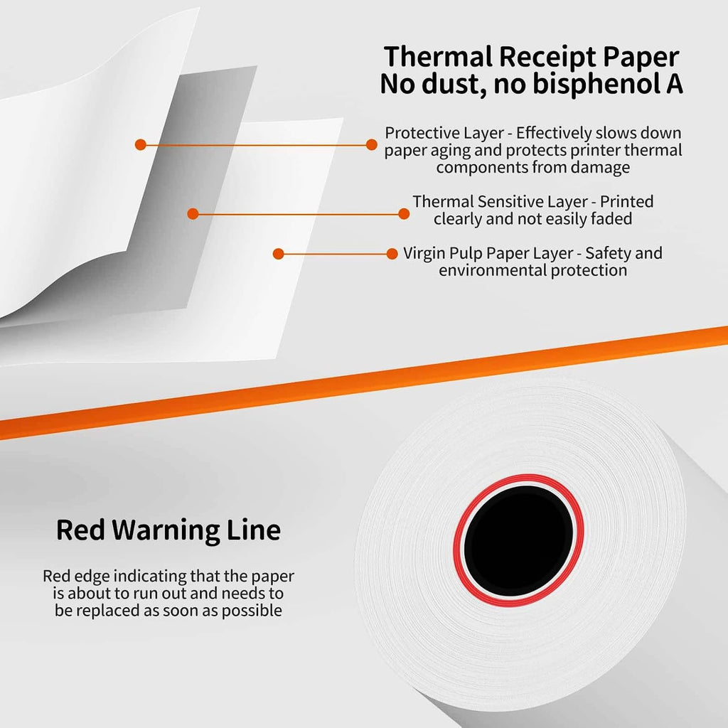 5 Rolls 3 1/8 x 230ft Thermal Paper Receipt Rolls Cash Register POS Paper fits Credit Card Terminals, 80mm Thermal Receipt Paper
