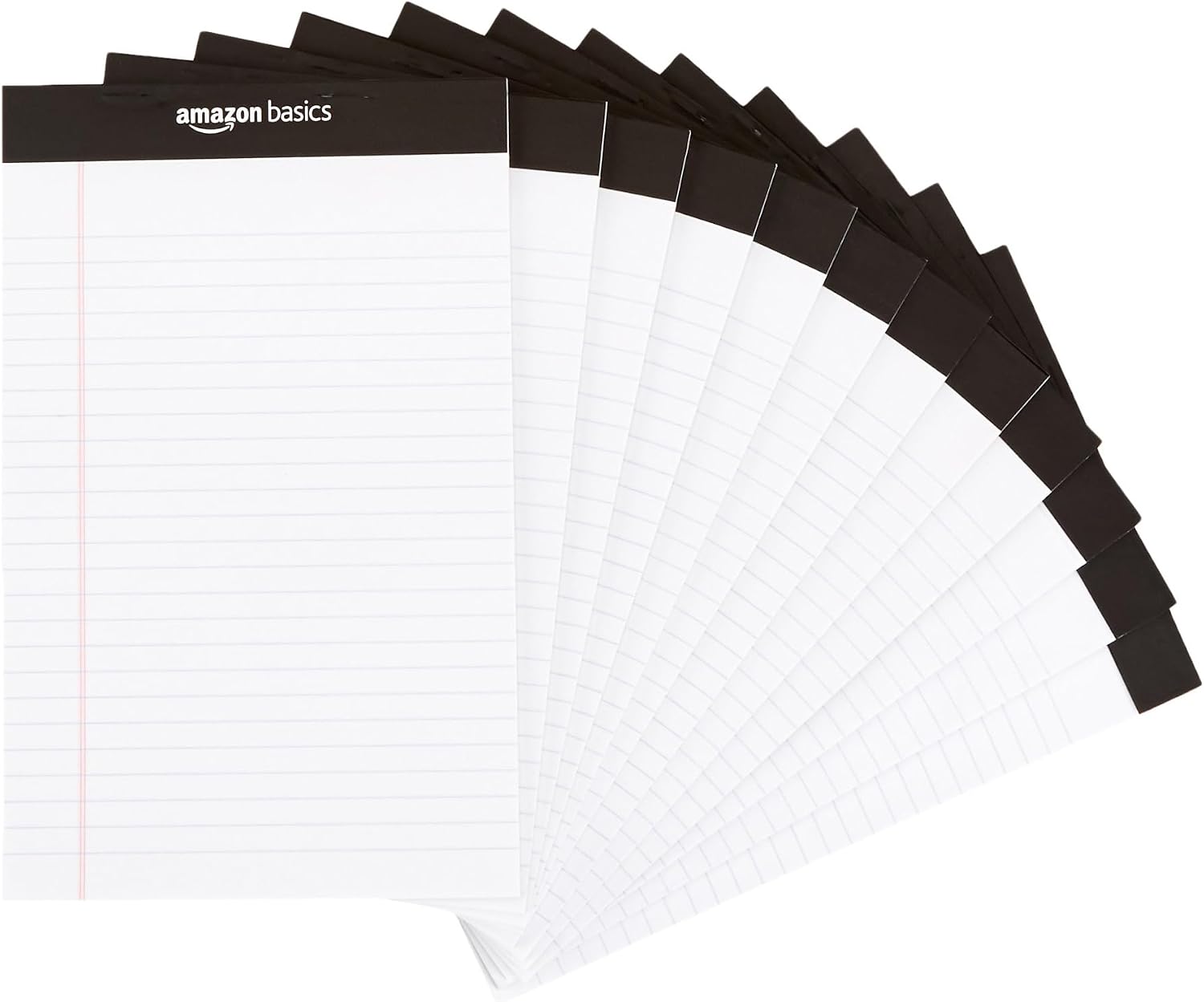 Basics Narrow Ruled Lined Writing Note Pad, 5 inch x 8 inch, White, 12 Count (12 Pack of 50 pages)