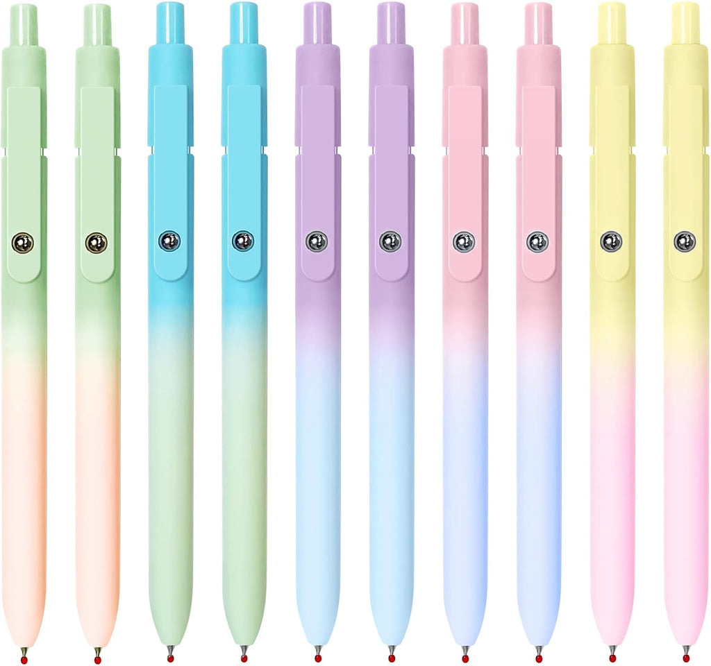 Gel Pens, 5 Pcs 0.5mm Black Ink Pens Fine Point Smooth Writing Pens with Silicone Grip, High-End Series Metal Clip Retractable Pens for Journaling Note Taking (10 Pcs Pastel)