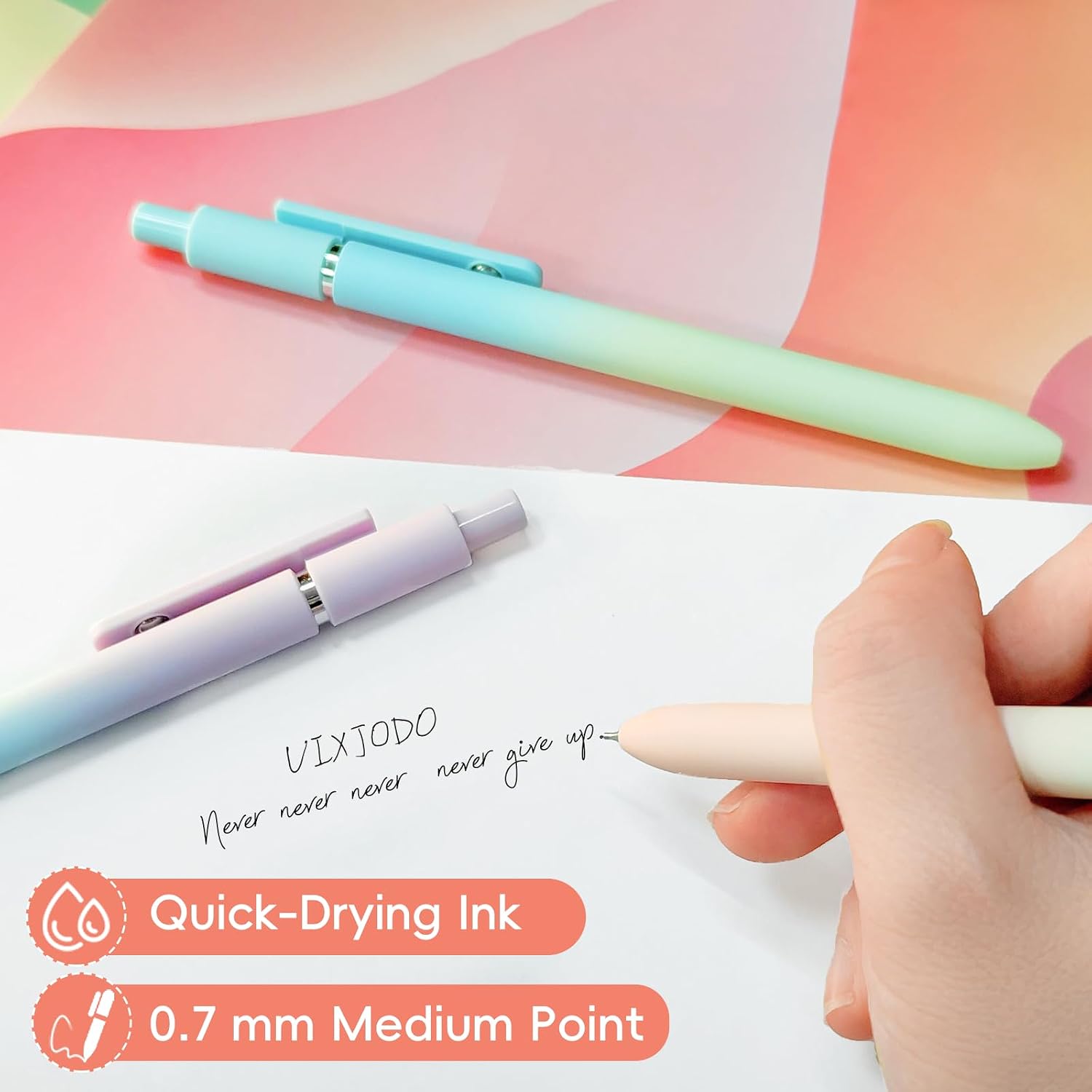 Gel Pens, 5 Pcs 0.5mm Black Ink Pens Fine Point Smooth Writing Pens with Silicone Grip, High-End Series Metal Clip Retractable Pens for Journaling Note Taking (10 Pcs Pastel)