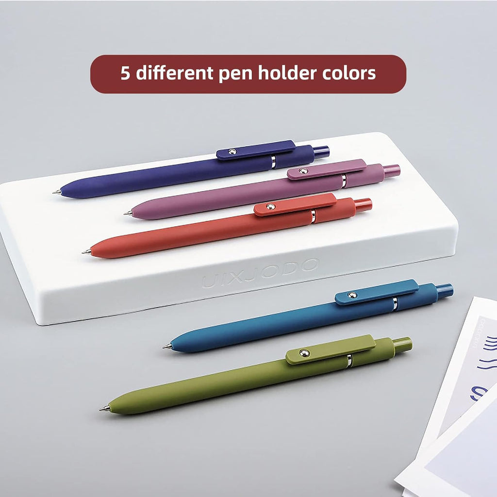 Gel Pens, 10 Pcs 0.5mm Black Ink Pens Fine Point Smooth Writing Pens with Silicone Grip, High-End Series Metal Clip Retractable Pens for Journaling Note Taking (10 Pcs Vintage)