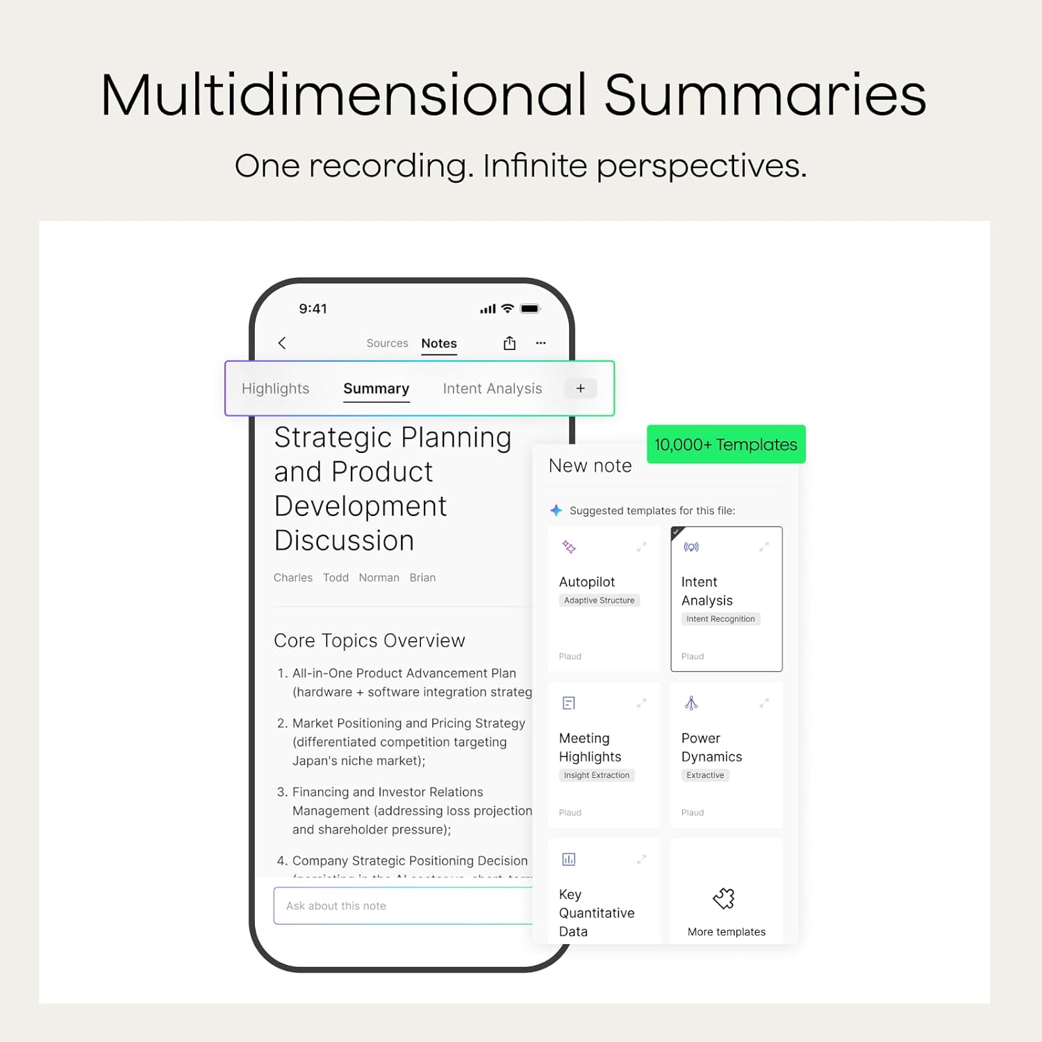 Note AI Voice Recorder, Note Taker w/Case, App Control, Transcribe & Summarize with AI, Support 112 Languages, for Meetings, Calls, Lectures, Professionals, Teams, Starlight, Non-Pro Version