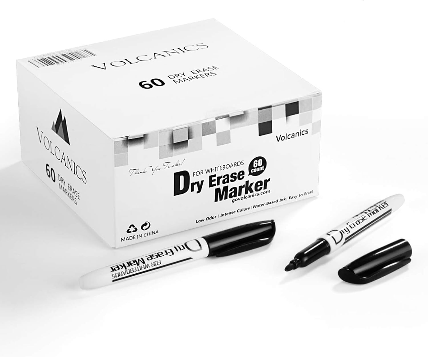 Black Dry Erase Markers Bulk Pack of 60 Low Odor Fine Tip Whiteboard Pens for Whiteboard Dry Erase Calendar