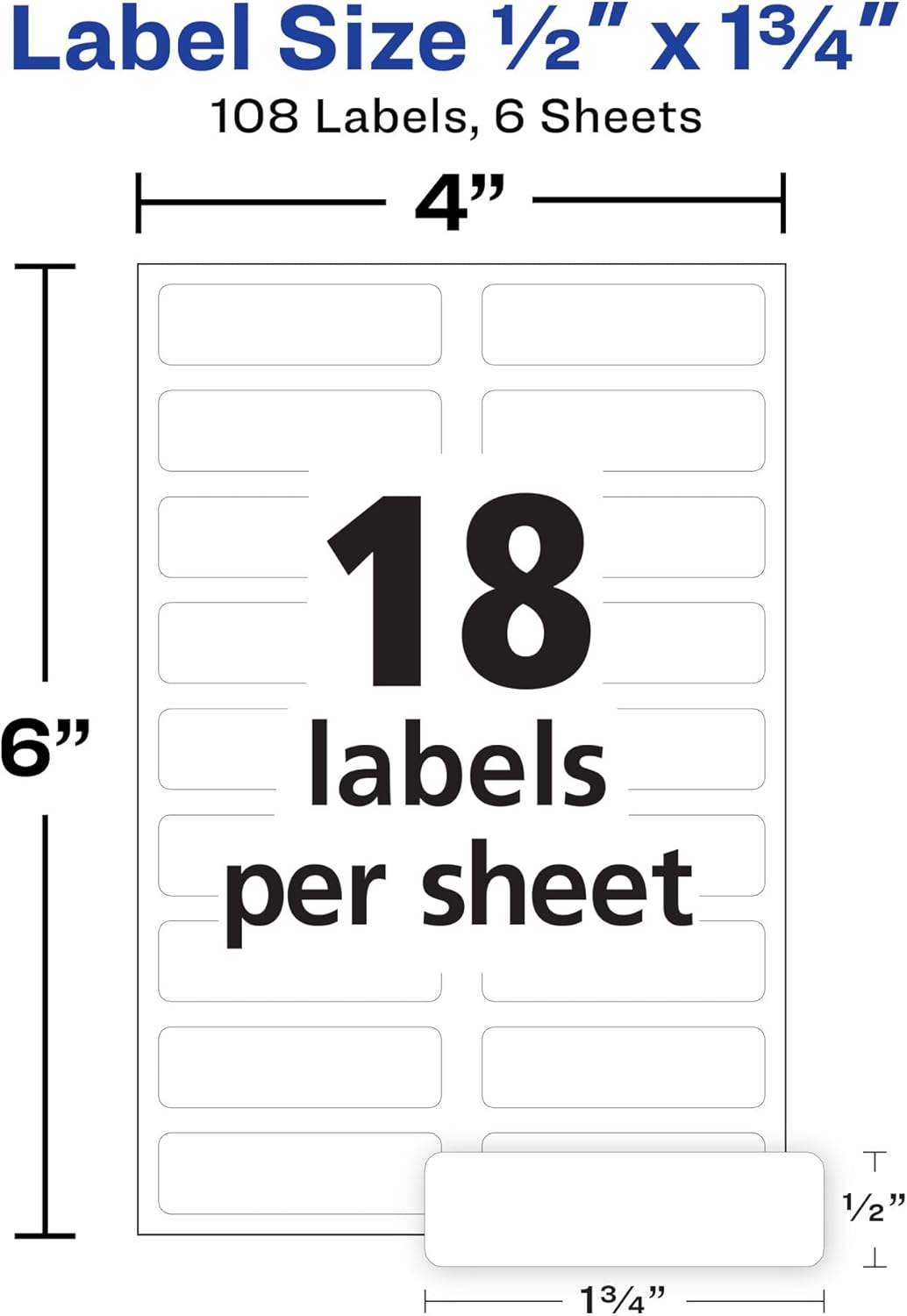 No-Iron Fabric Labels, 1/2" x 1-3/4", Washer and Dryer Safe, White, Non-Printable, 54 Labels Per Pack, 2-Pack, 108 Blank Labels Total (32130)