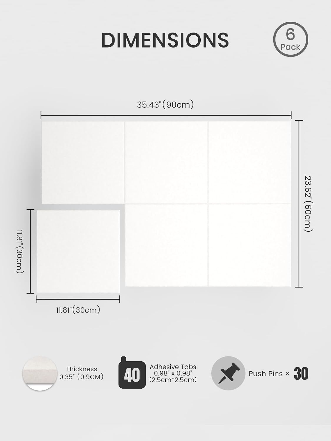 Large Cork Board Alternative - Slat Wall Paneling, Felt Bulletin Board Tiles for Office Decor, Push pin Board Office Wall Organizer -6-Pack-Milky White