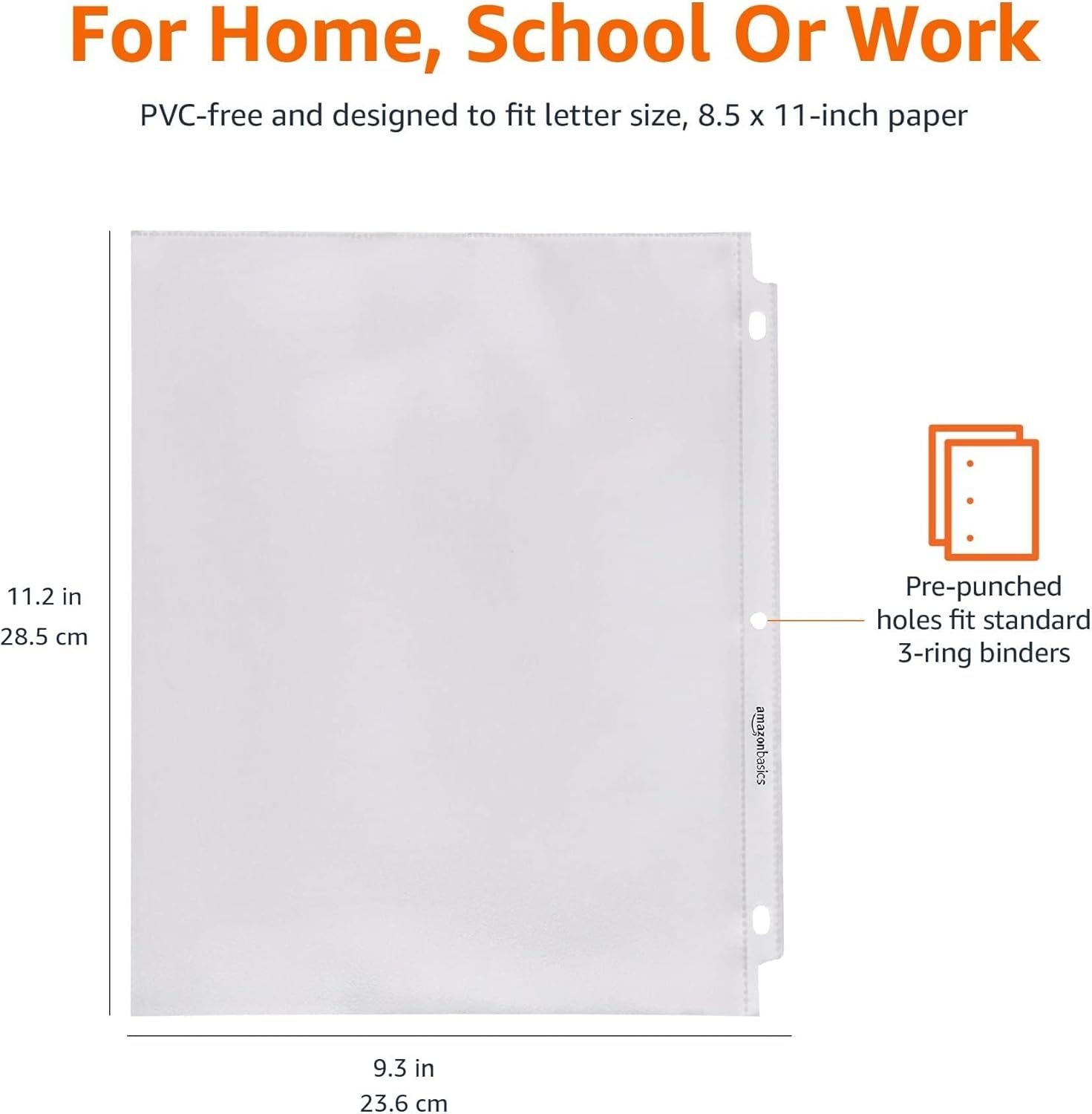 Basics Sheet Protector, Non-Glare, 100-Pack, 8.5 x 11, Clear
