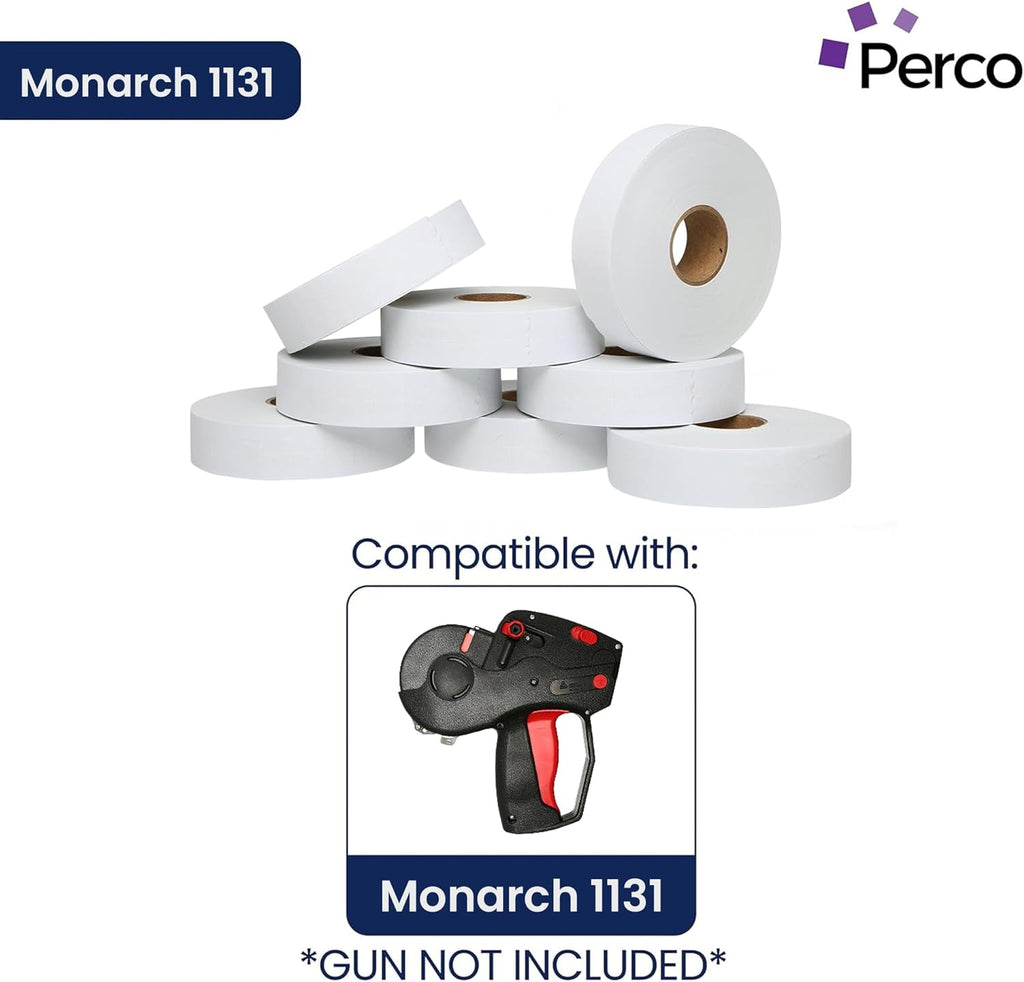 White Pricing Labels for Monarch 1131 Price Gun – 8 Sleeves, 64 Rolls Value Pack - 160,000 Price Marking Labels – with Ink Rolls Included