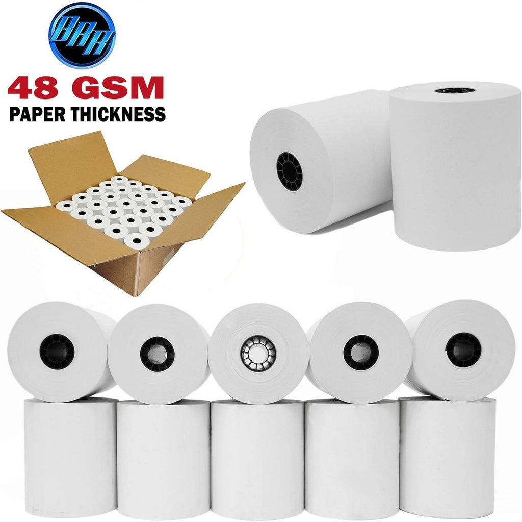 3-1/8" (80mm) 3.125" WIDTH 119' 50 Rolls in a Case 7/16" CORE BPA Free Thermal Paper Rolls Made In USA from .