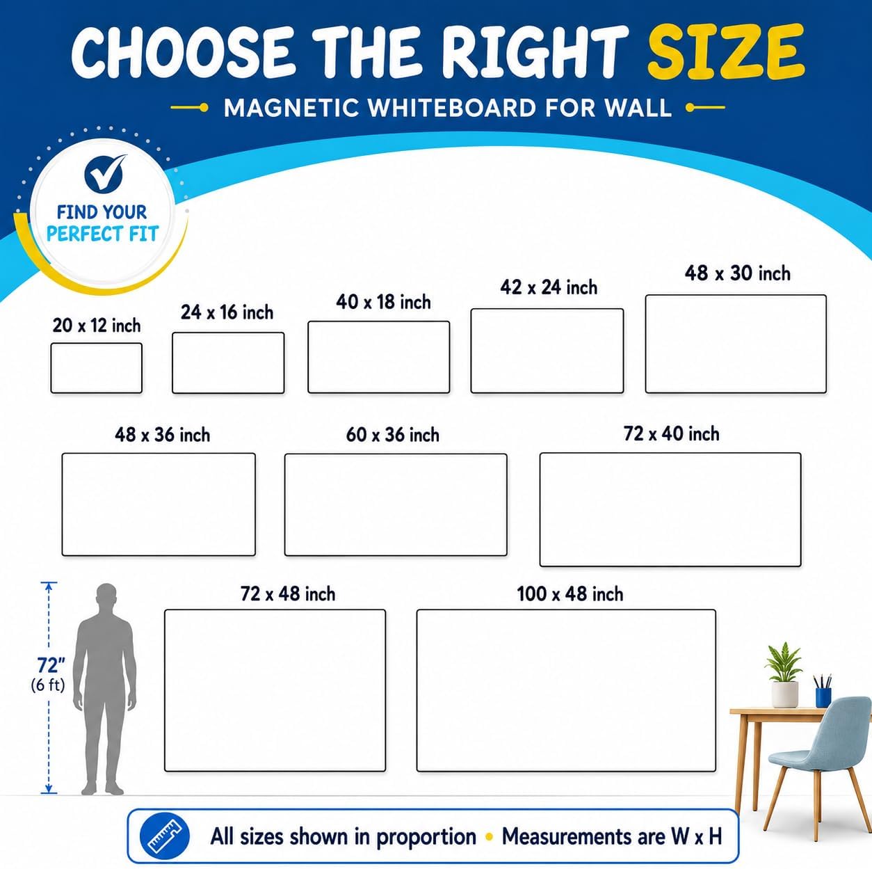 Large Magnetic Whiteboard for Wall 100" x 48"(250x120 cm) Self Adhesive & No Ghosting Dry Erase Surface Ideal for Home Conference Room Office
