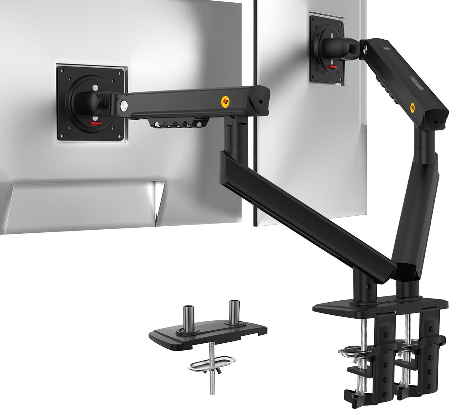 NB SmooVex? Dual Monitor Mount, Dual Monitor Stand fits up to 32 Inch, Mechanical Spring Monitor Arm, VESA 75/100 mm, Model-A5C (Black-Dual)