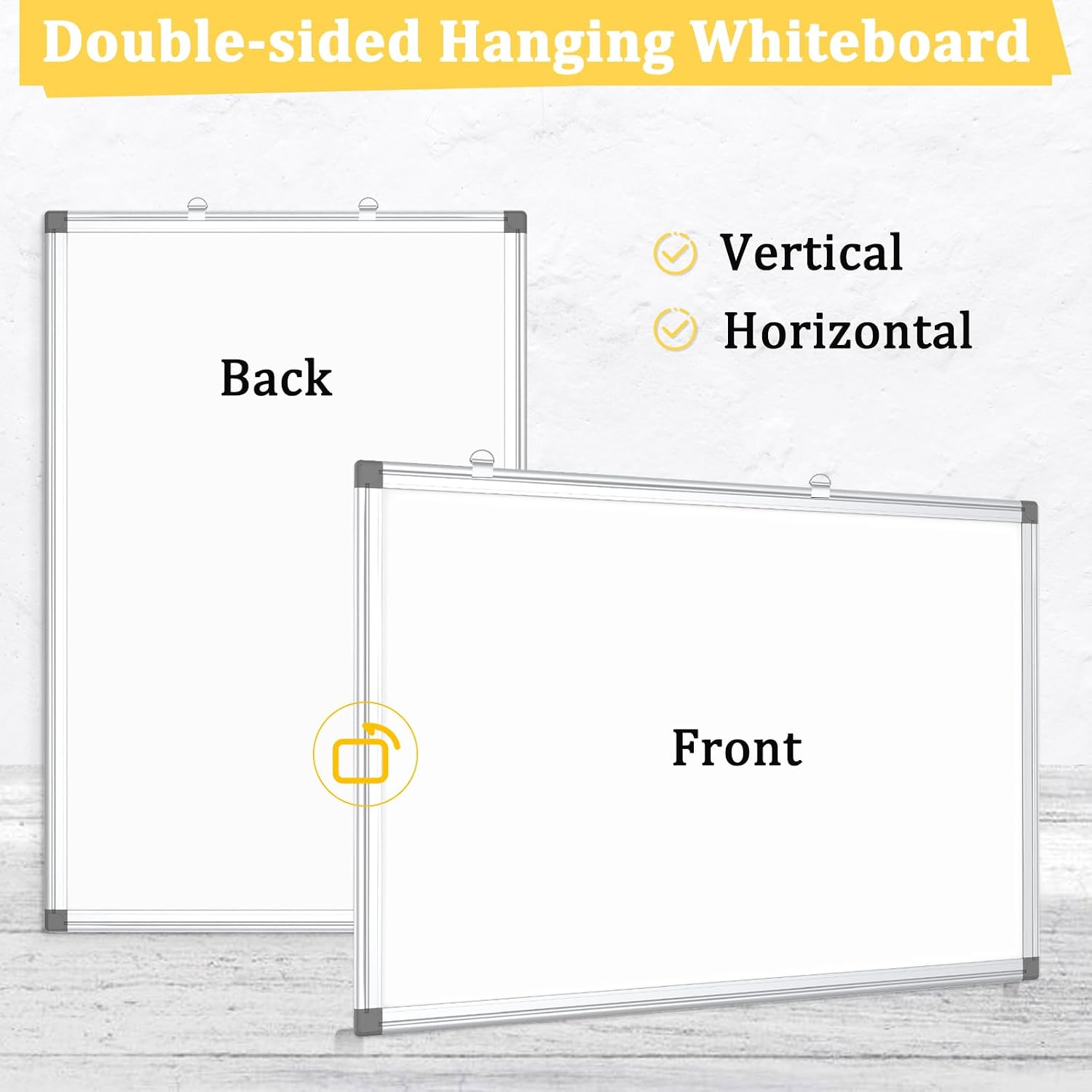 2 Pack Double-Sided Magnetic Aluminum Frame Whiteboard, 36" x 24" | White Board for Wall, Hanging Mounting White Board Dry Erase Board Marker Board for Kitchen, Memo, School, Home, Office