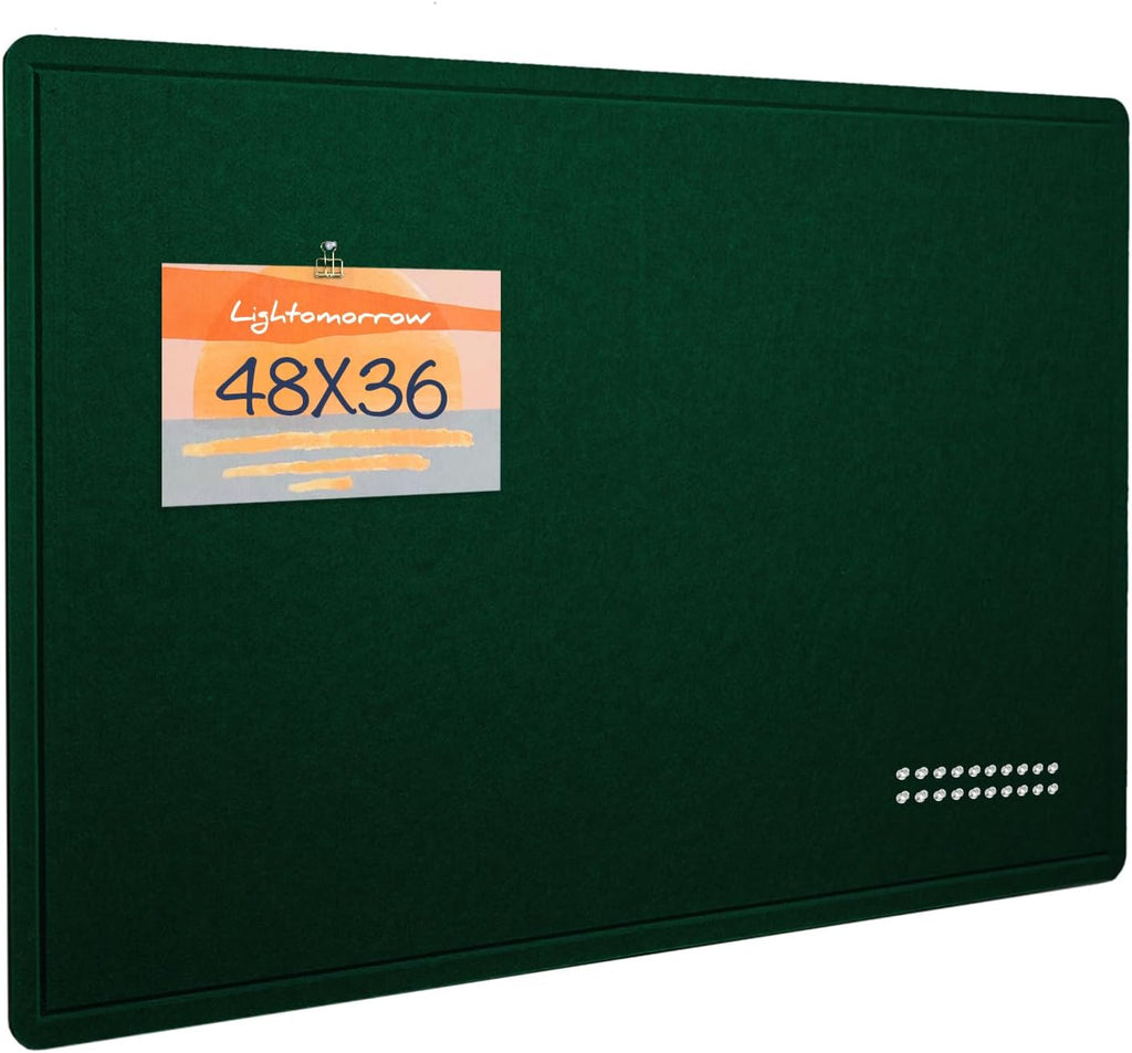 Large Bulletin Board - 48 x 36 Inches, Decorative Felt Pin Board for Wall - 4' x 3' Foldable Photo Display Board with Self-Adhesive Tape, Includes 20 Push Pins - Dark Green