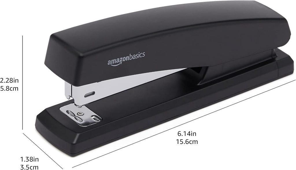 Basics 25-Sheet Capacity, Non-Slip, Office Desk Stapler with 1000 Staples, Black - Pack of 12