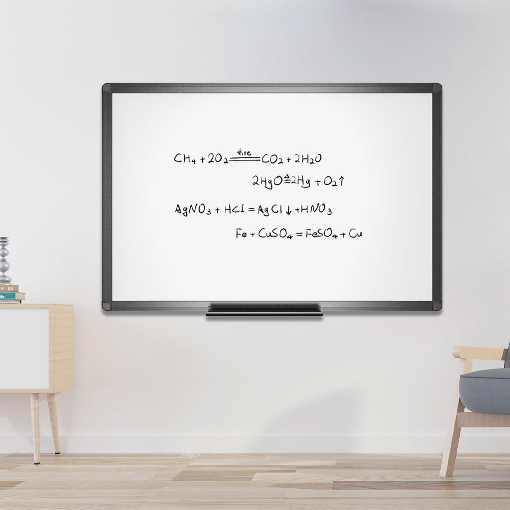 Magnetic Whiteboard/Dry Erase Board with Black Aluminium Frame, 48 X 24 Inches, Includes 1 Eraser & 2 Markers & 4 Magnets | Includes 1 Eraser, 2 Markers & 4 Magnets, Wall Mounted Whiteboard for School Office and Home