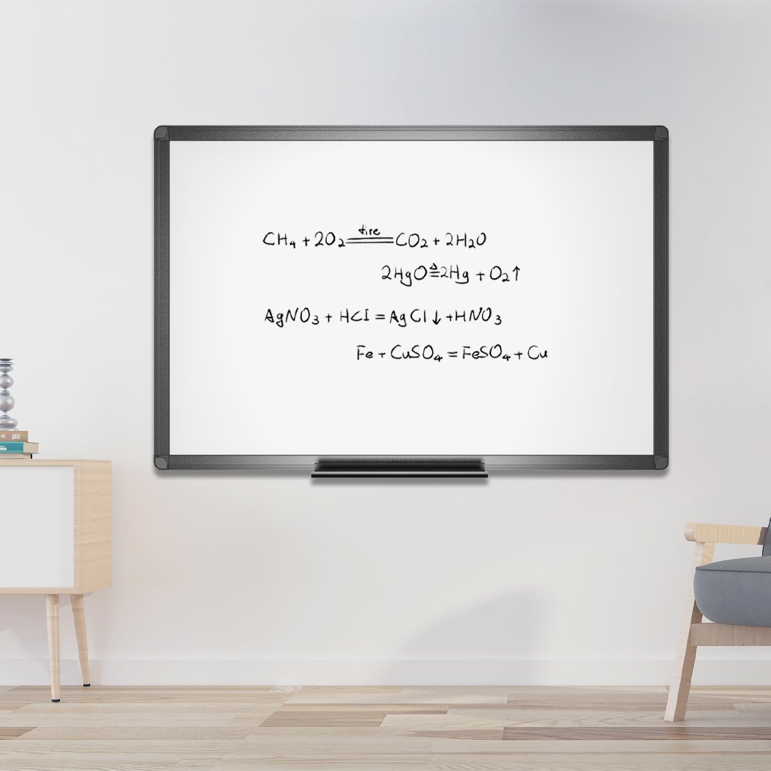 Magnetic Whiteboard/Dry Erase Board with Black Aluminium Frame, 48 X 24 Inches, Includes 1 Eraser & 2 Markers & 4 Magnets | Includes 1 Eraser, 2 Markers & 4 Magnets, Wall Mounted Whiteboard for School Office and Home