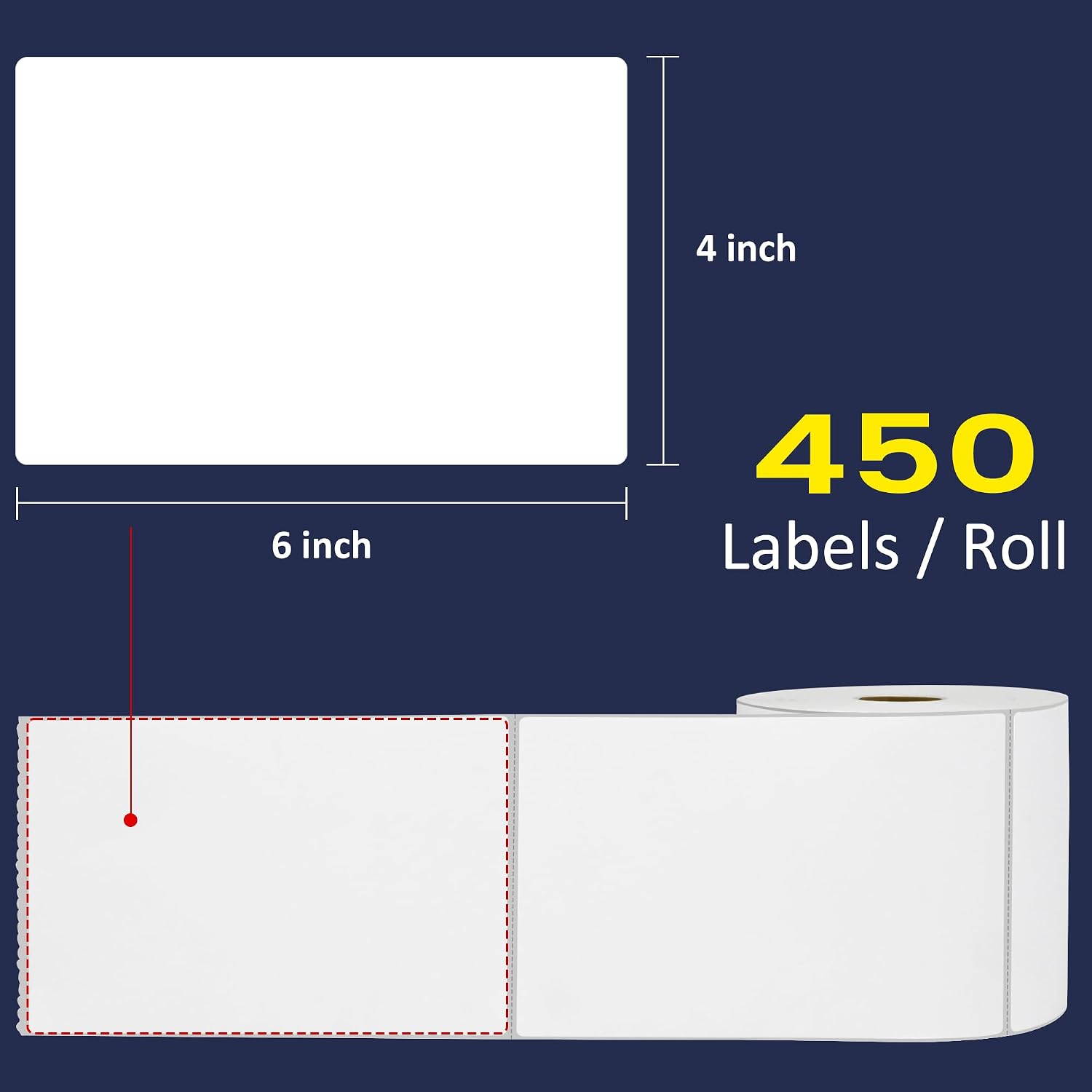 4x6 in Thermal Labels, 16 Rolls of 450 Shipping Labels, 7200 Pcs 101.5x152.4mm Thermal Printer Labels for Address, Mailing, Boxes, Packages, Compatible with Zebra & Rollo Printer