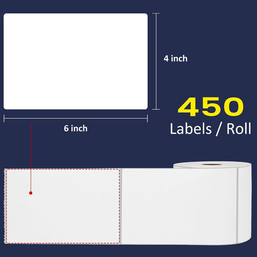 4x6 in Thermal Labels, 16 Rolls of 450 Shipping Labels, 7200 Pcs 101.5x152.4mm Thermal Printer Labels for Address, Mailing, Boxes, Packages, Compatible with Zebra & Rollo Printer