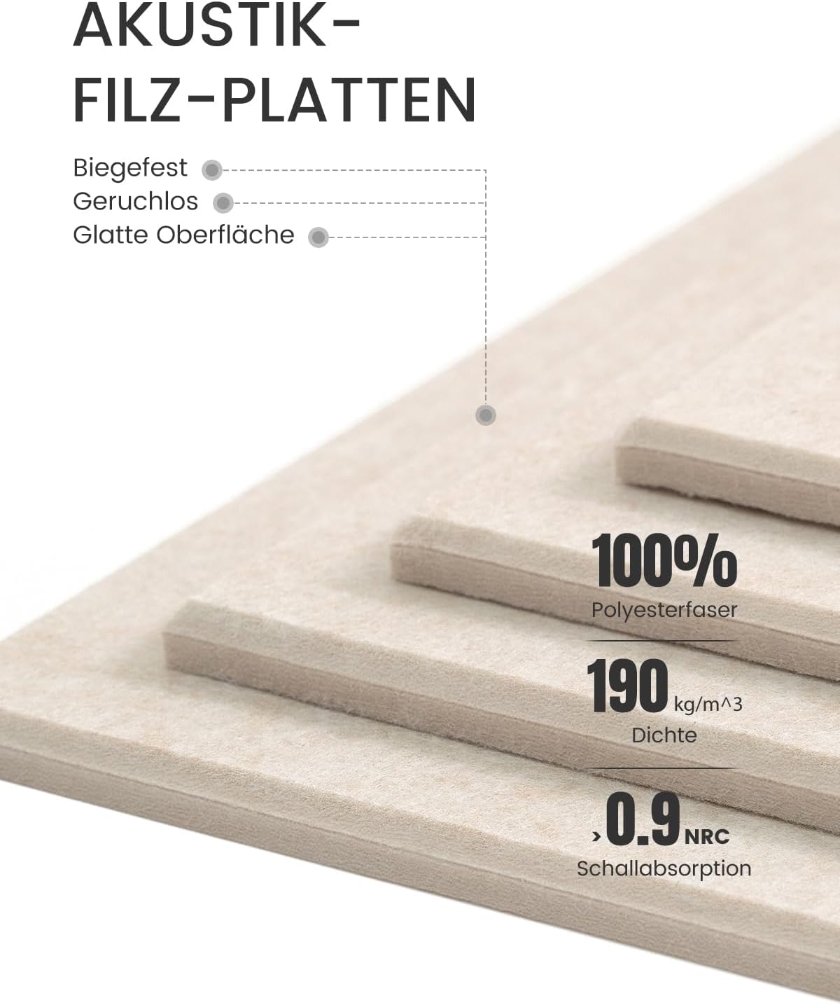 Large Felt Bulletin Board, Cork Board Alternative, Felt Wall Tiles with 30 Push Pins and Adhesive Tabs, Ideal for Office, Home & Classroom Decor, 6-Pack Solid-Oatmeal
