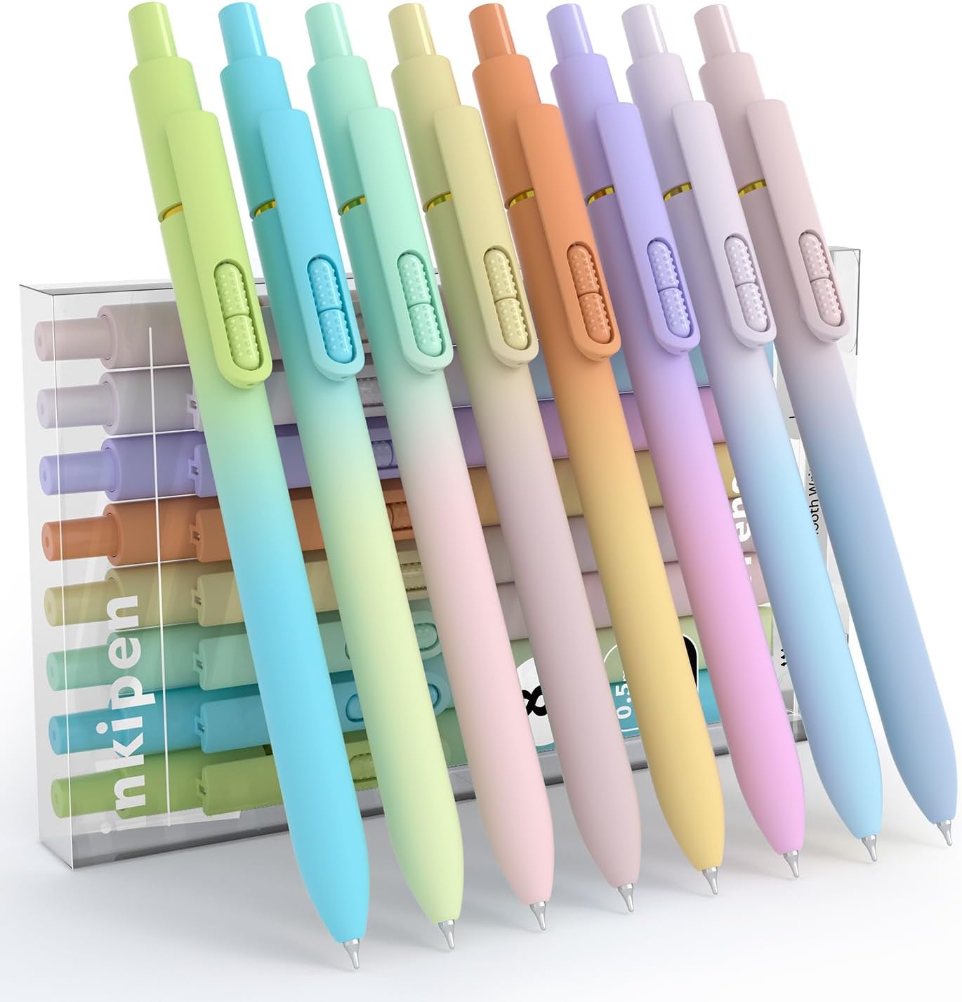 8Pcs Gel Pens - 0.5mm Black Ink Pens Fine Point Smooth Writing, Quick Drying Retractable Pen for Journaling, Cute School & Office Supplies (multicolored)