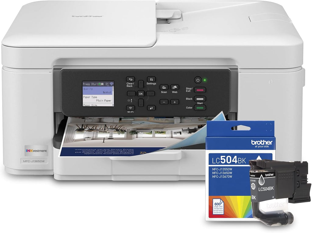 MFCJ1365DW Inkvestment Inkjet Printer and LC504BKS Black Standard Yield Ink
