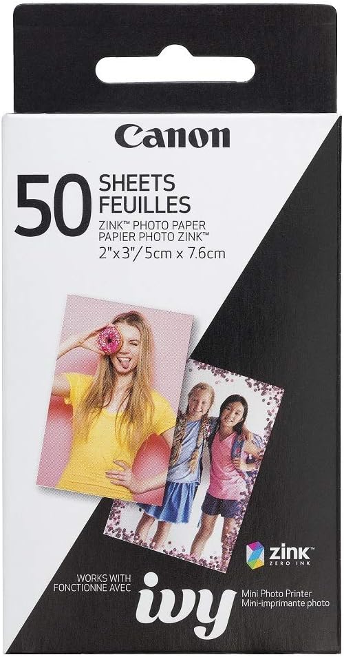 3215C001 Ivy Zink Photo Printer Paper, 50 Sheets