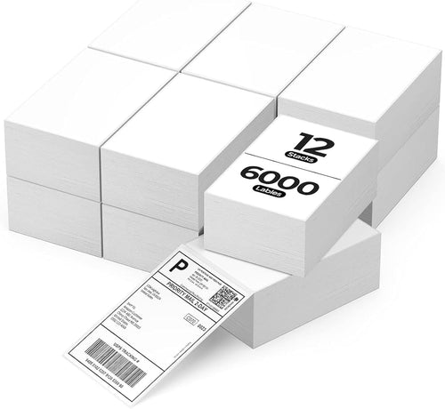 4x6 Inch Direct Thermal Labels, 6000 Sheets/12 Stacks