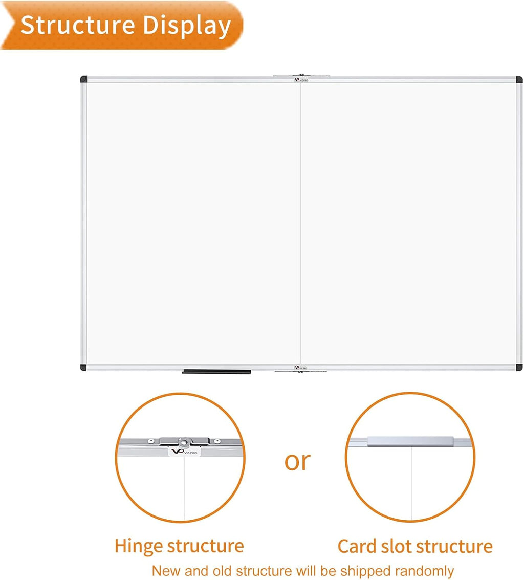 Magnetic Dry Erase Board/Foldable Whiteboard, 60 X 48 Inches | Silver Aluminum Frame, Wall-Mounted Board with Marker Tray for School Office and Home 5' X 4'