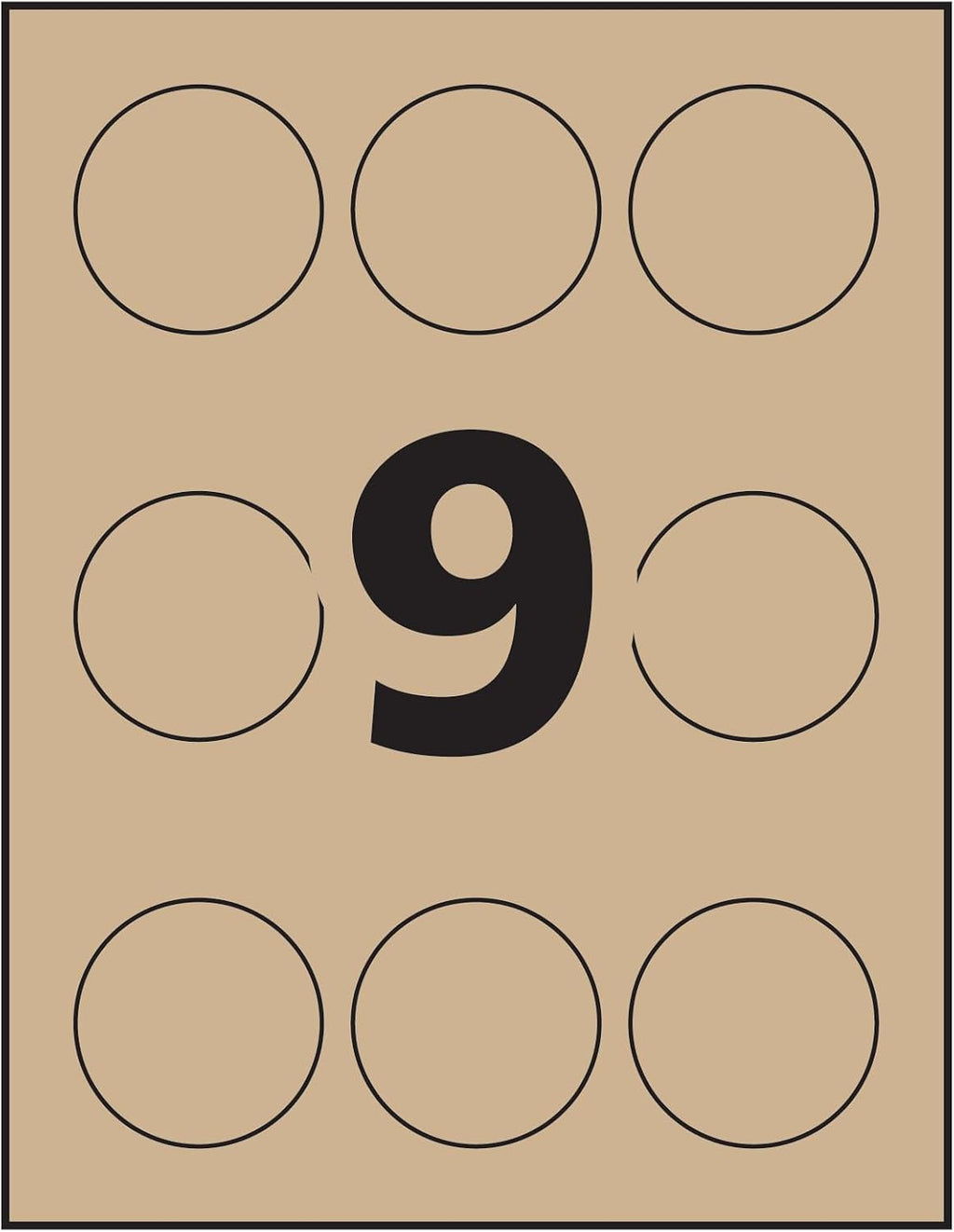 2.5" inch Kraft Brown Round Labels,Print-to-The-Edge Kraft Labels, for Laser/Inkjet Printers, Case Pack of 1,125 Labels, Round, Kraft Brown, Permanent, (500-22808) Made in Canada