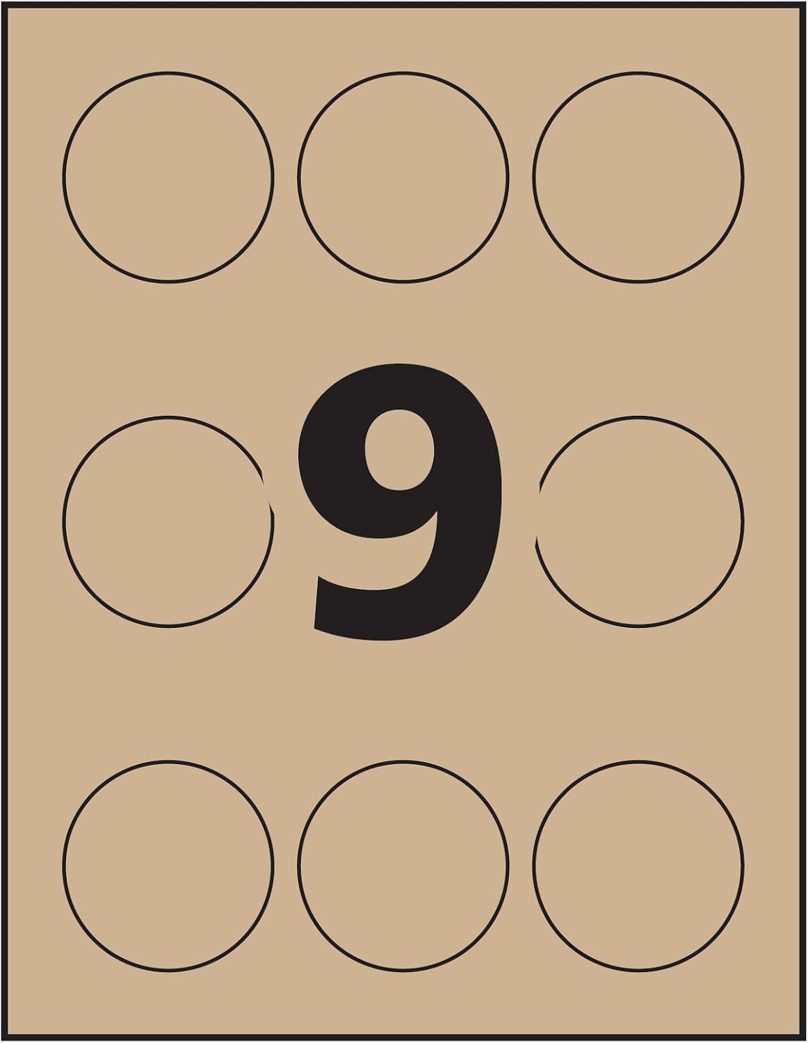 2.5" inch Kraft Brown Round Labels,Print-to-The-Edge Kraft Labels, for Laser/Inkjet Printers, Case Pack of 1,125 Labels, Round, Kraft Brown, Permanent, (500-22808) Made in Canada