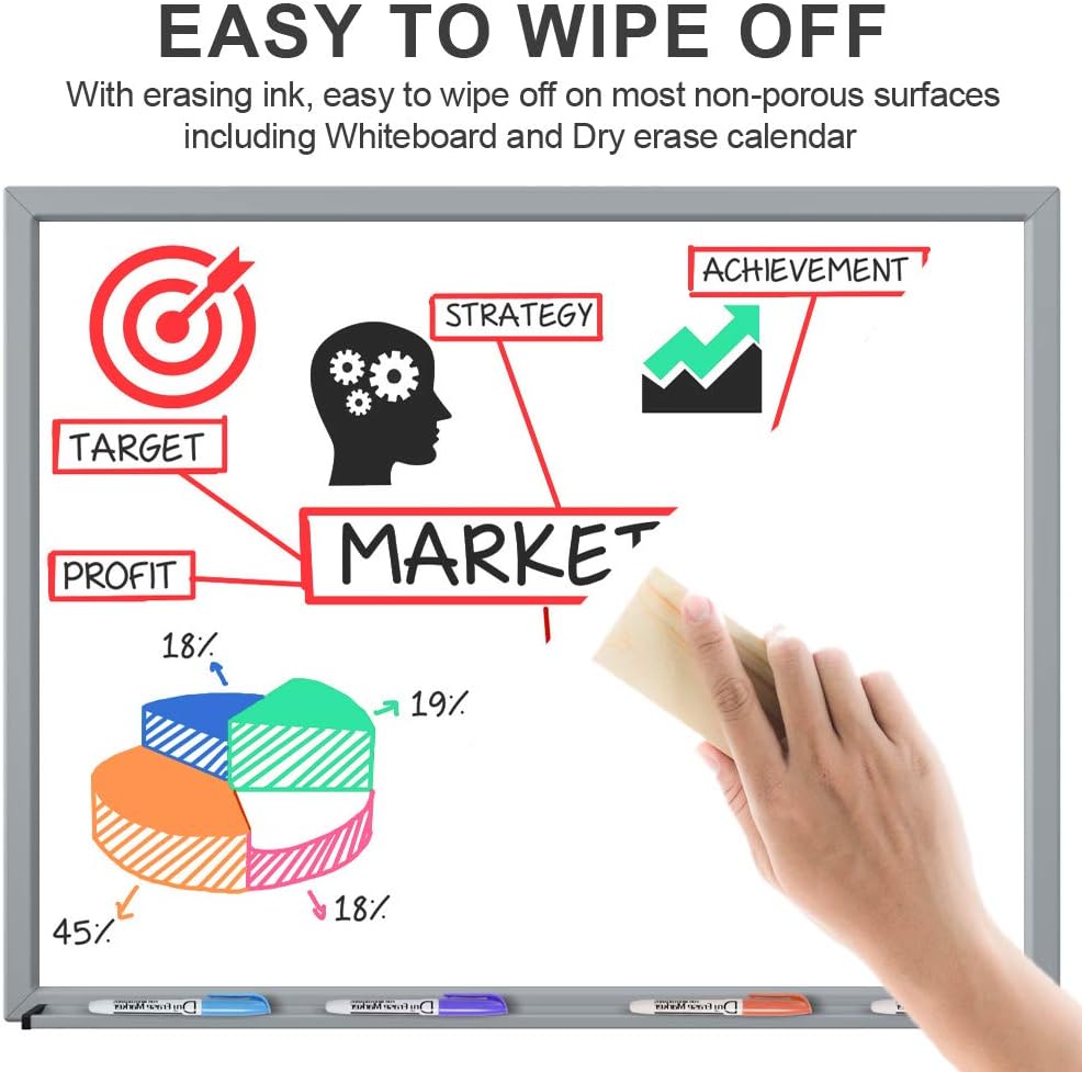 Dry Erase Markers Bulk Pack of 60 Low Odor Fine Whiteboard Pens, 10 Assorted Colors for Whiteboard Dry Erase Calendar