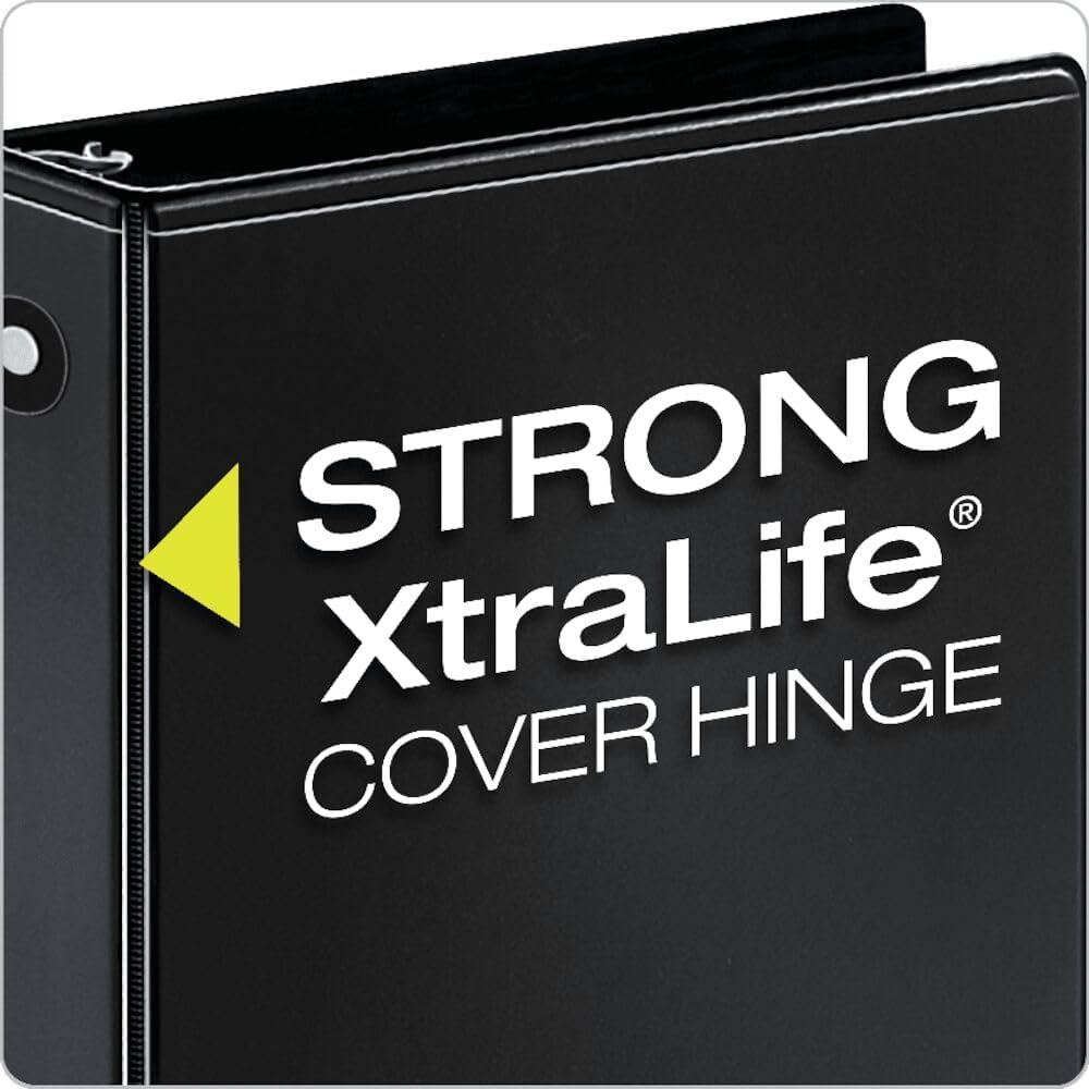 Economy 3-Ring Binders, 3", Round Rings, Holds 625 Sheets, ClearVue Presentation View, Non-Stick, Black, Carton of 12 (90650)