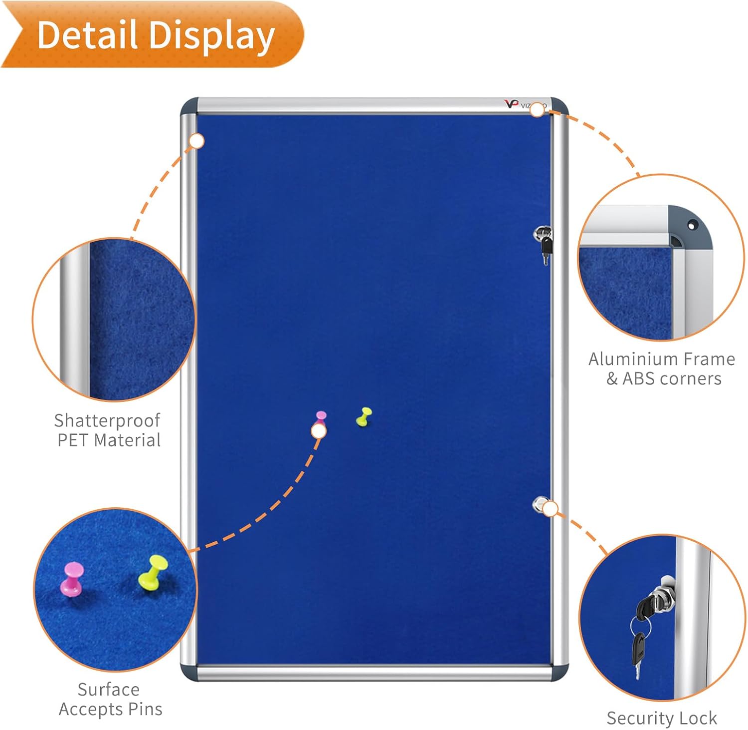Tamperproof Lockable Noticeboard Class 1 Aluminium Framed 48x36 Inches