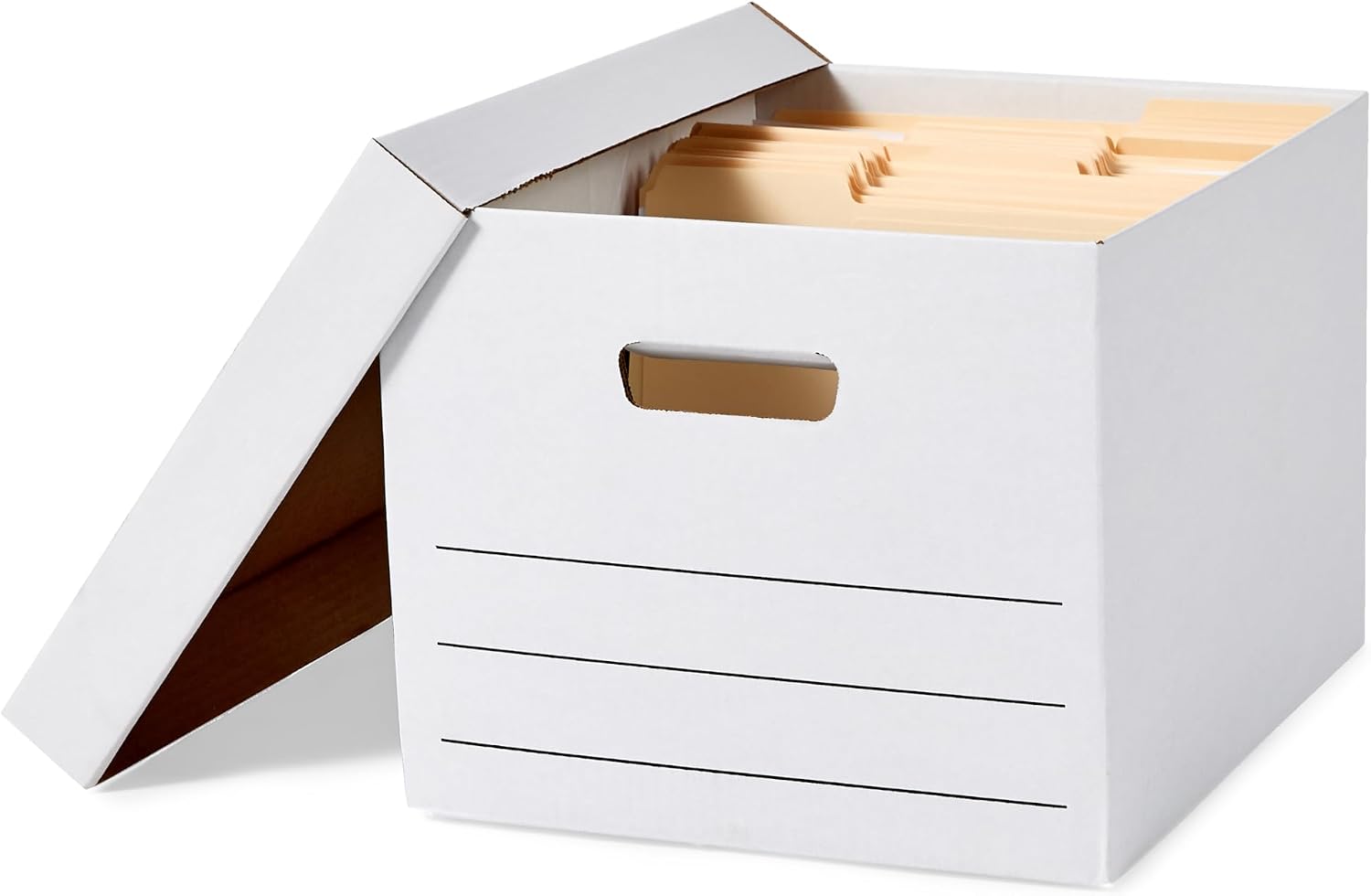 Basics Medium Duty Storage Filing Box with Lift-Off Lid - Pack of 12, Letter / Legal Size