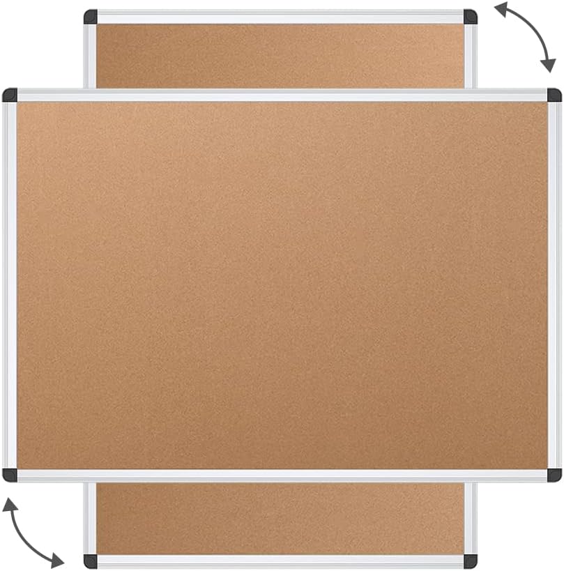 Cork Notice Board, 48 X 36 Inches, Cork Bulletin Board with Silver Aluminium Frame