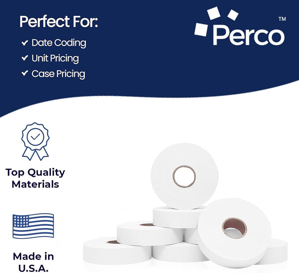 White Pricing Labels for Monarch 1136 Price Gun – Case of 8 Sleeves, 64 Rolls Value Pack - 112,000 Price Marking Labels – with Ink Rolls Included