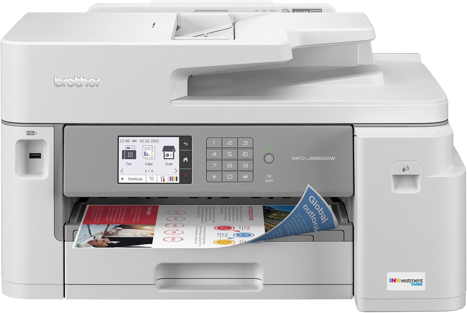 MFCJ5855DW Inkvestment Inkjet Printer and LC406BKS Black Standard Yield Ink