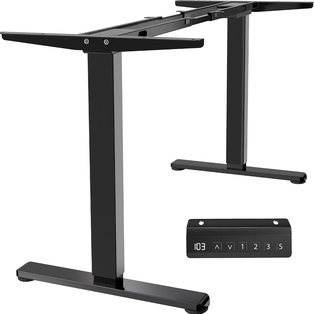 Heavy Duty Dual Motor Electric Sit Stand Desk Frame, 220 lbs Capacity up to 77" x 43" Tops, Memory Controller Height Adjustable Frame Only, Black, DESK-E-200B