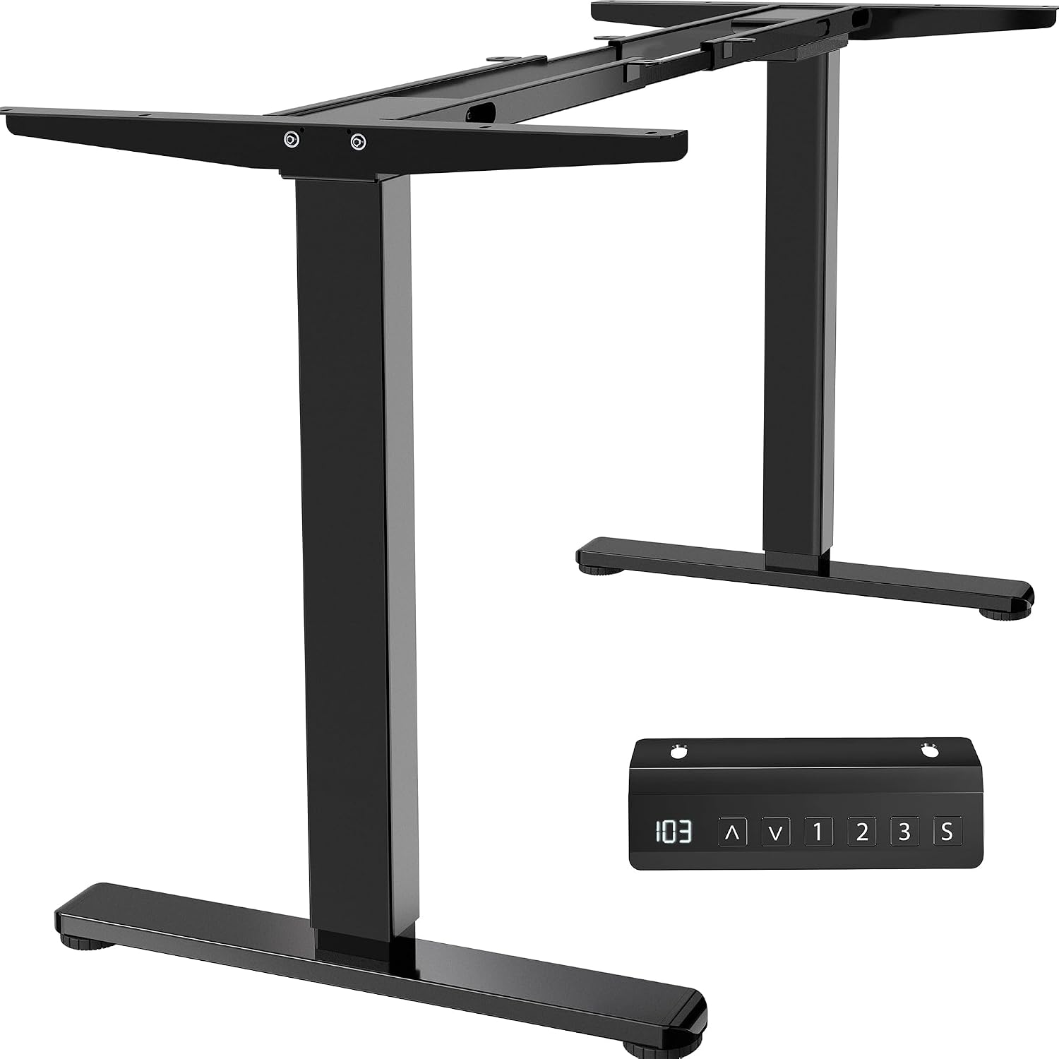 Heavy Duty Dual Motor Electric Sit Stand Desk Frame, 220 lbs Capacity up to 77" x 43" Tops, Memory Controller Height Adjustable Frame Only, Black, DESK-E-200B