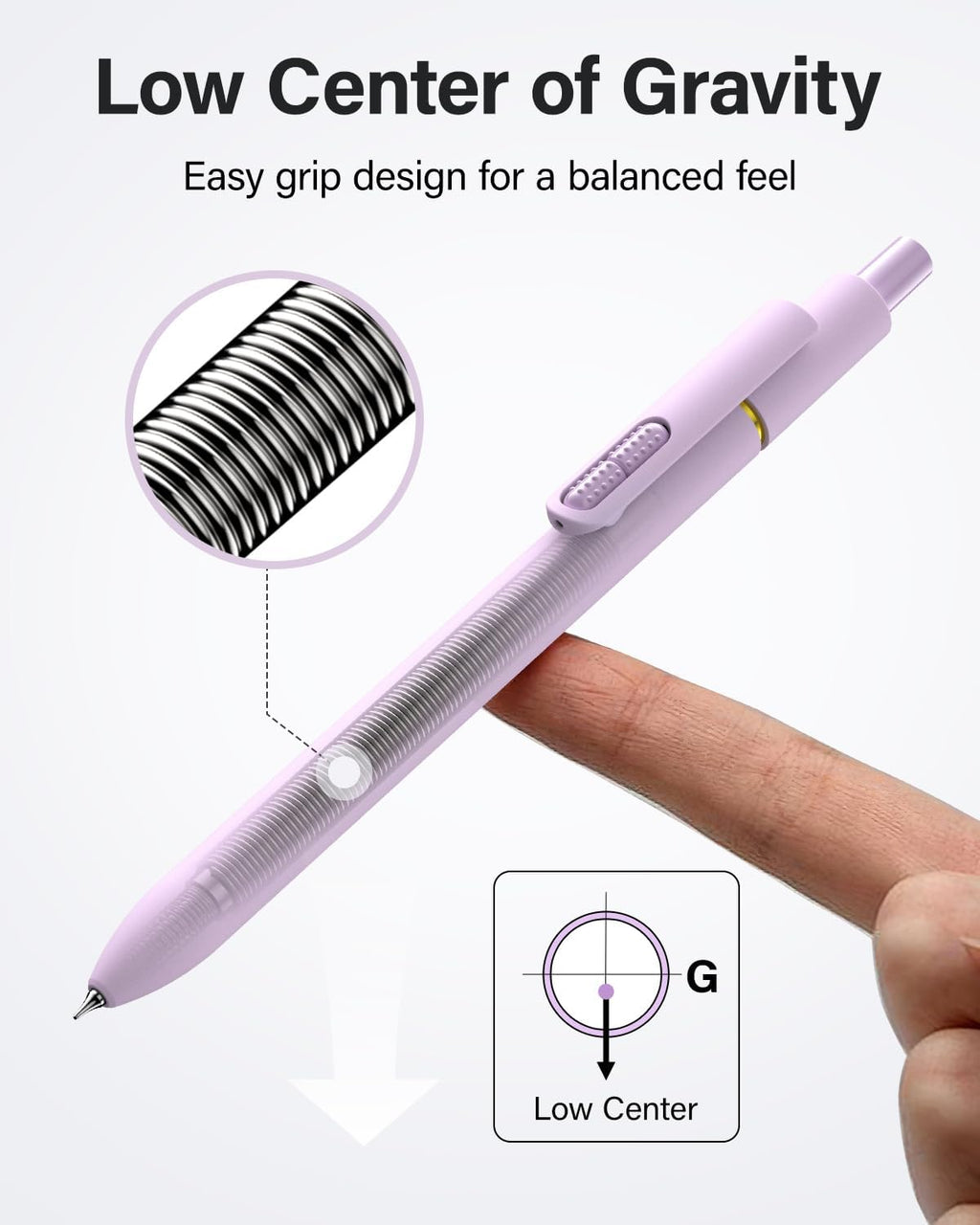 8-Pack Gel Pens, 0.5mm Black Ink Pens Fine Point Smudge-Proof & Fast-Drying, Smooth Ink Retractable Pen for Left Handed School Office Supplies