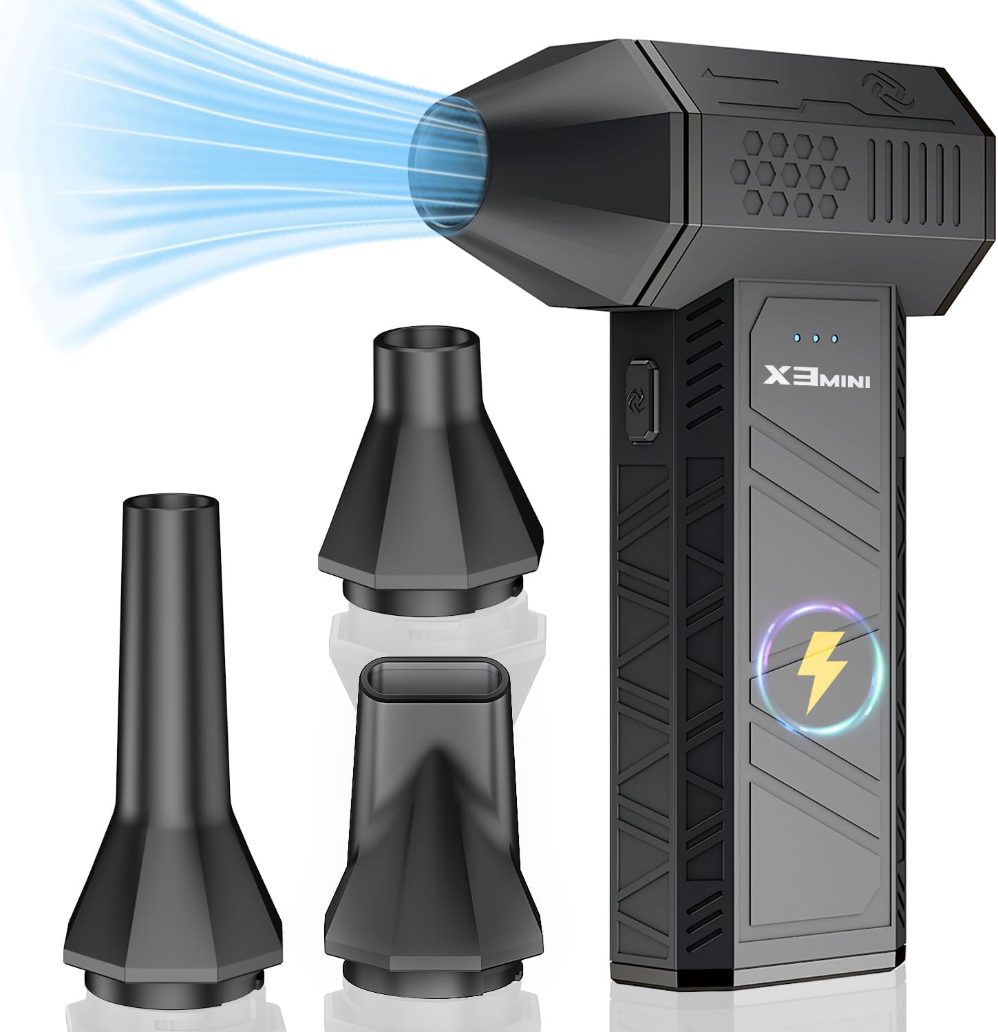 Compressed Air Duster, 180000RPM Electric Turbo Fan | Rechargeable Cordless Air Blower with 3 Speeds, Brushless Motor, Keyboard, Gaming PC & Electronics Cleaner