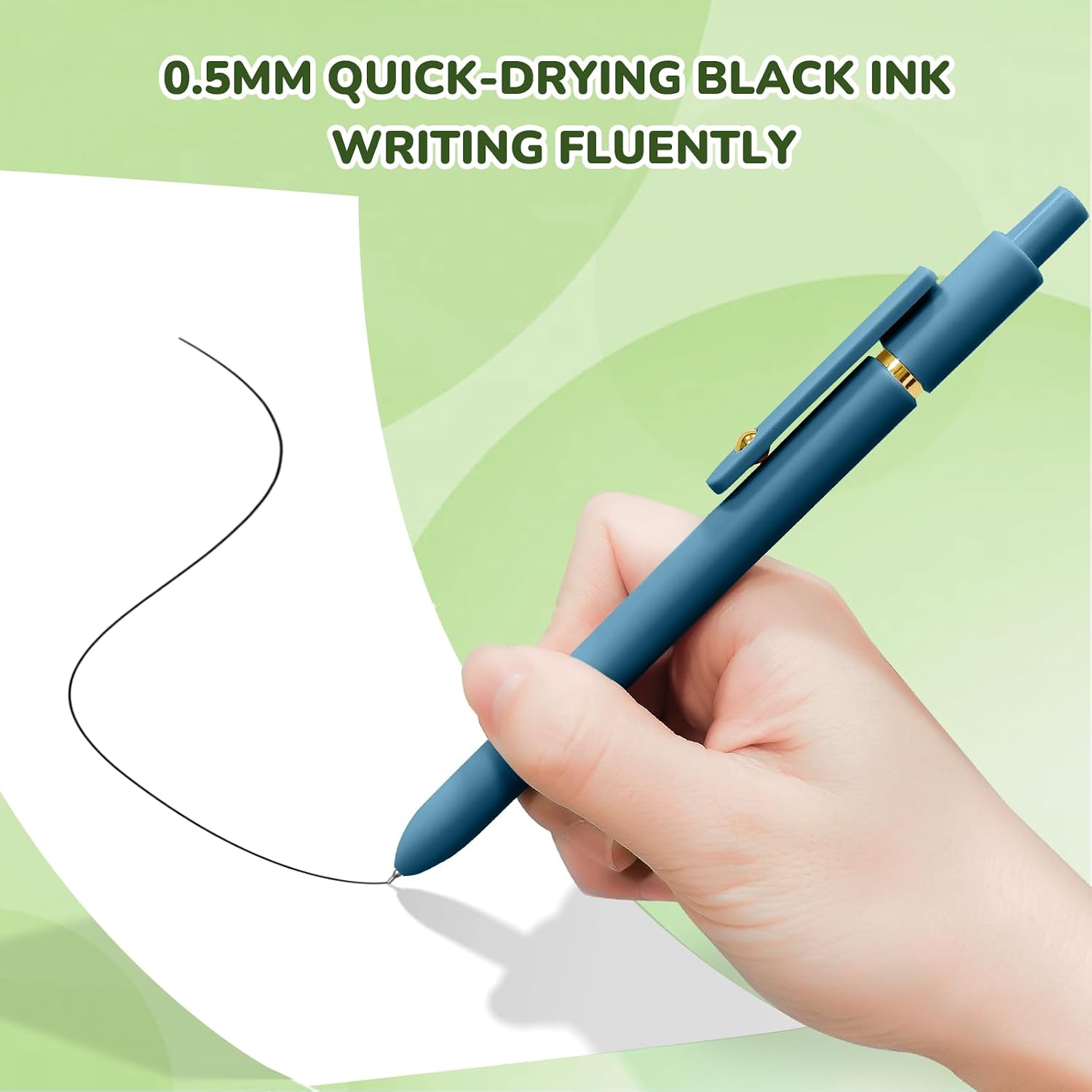 Gel Pens, 12 Pcs Black Ink Pens for Women, 0.5mm Fine Point Smooth Writing Pens, High-End Retractable Pens for Journaling and Note-Taking (12pcs)
