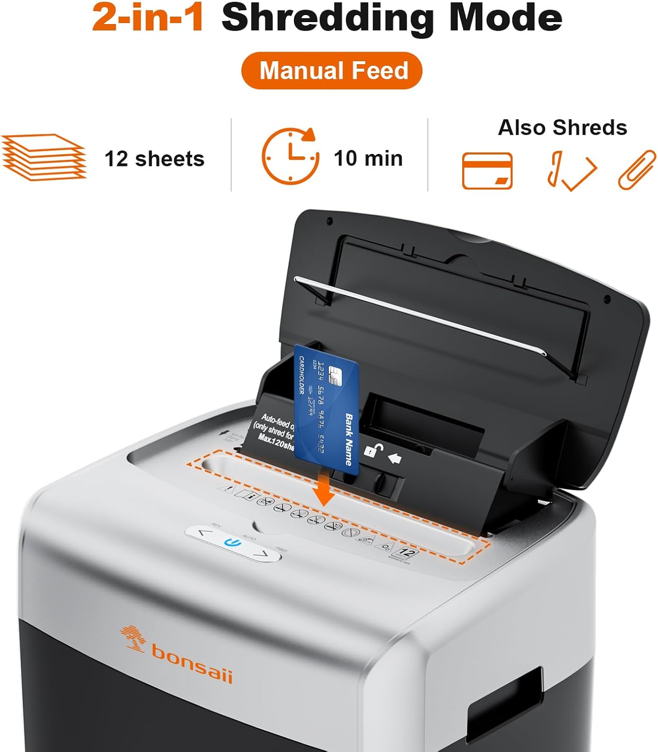120-Sheet Auto Feed Micro Cut Paper Shredder with Casters | 30-Min Run Time, P-4 Security, 6-Gal Bin, Heavy Duty Shredders for Home Office, C233-B