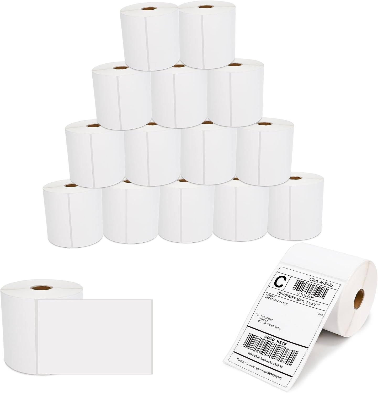 4x6 in Thermal Labels, 16 Rolls of 450 Shipping Labels, 7200 Pcs 101.5x152.4mm Thermal Printer Labels for Address, Mailing, Boxes, Packages, Compatible with Zebra & Rollo Printer