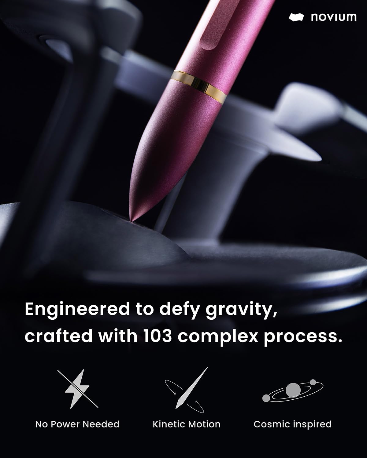 Hoverpen Interstellar Edition - Luxury Pen Made With Aerospace Alloys, Unique Aesthetic, Free Spinning Executive Pen, Desk Decor, Best Boss Gifts (Mars Magma, 18K-Gold)