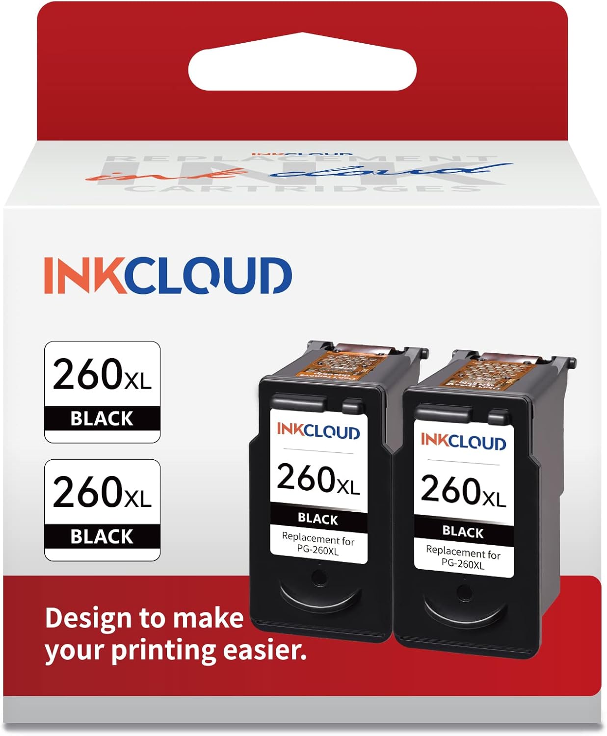 Compatible Black Ink Cartridges Replacement for Canon 260XL PG-260 XL for PIXMA TS5320 TS6420 TR7020 TR7020a TS6420a All in One Wireless Printer (Black, 2-Pack)